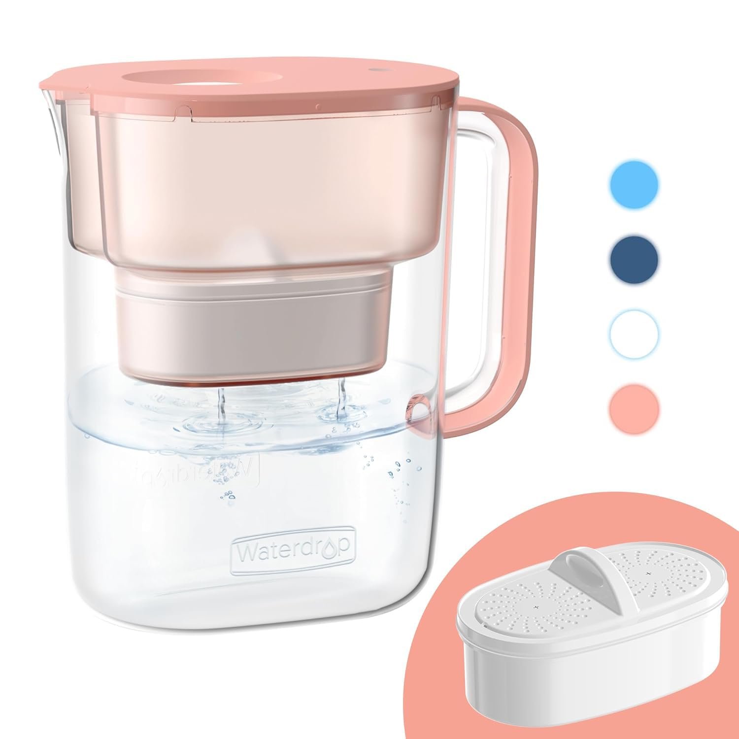 Waterdrop PT-07R Water Filter Pitcher, 10-Cup, NSF Certified, Pink