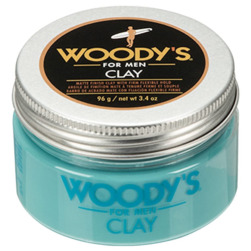 Woody’s Premium Hair Clay for Men – Matte Finish, Pomade for Men Stronghold, Texturizing & Sculpting Hair Styling Clay, Flexible Control, 3.4 oz