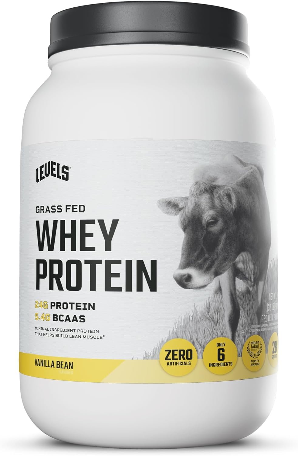 Levels Whey Protein Powder, No Artificial Ingredients, Vanilla Bean, 2LB