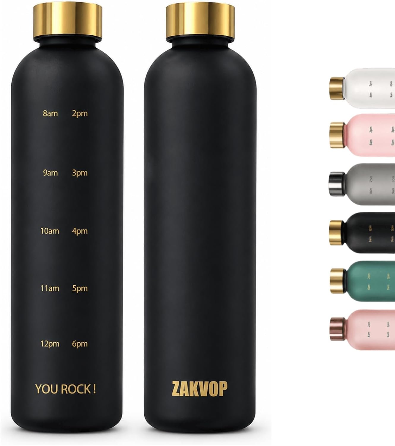 30oz Water Bottle with Time Marker, Clear Plastic Timed Water Bottle