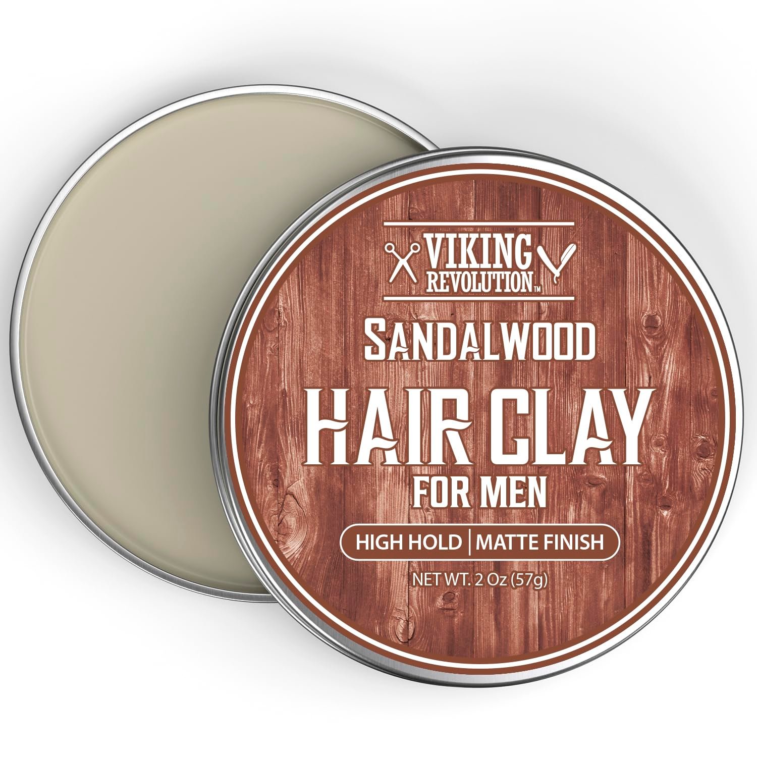 Viking Revolution Hair Clay for Men – Sandalwood – 2 oz