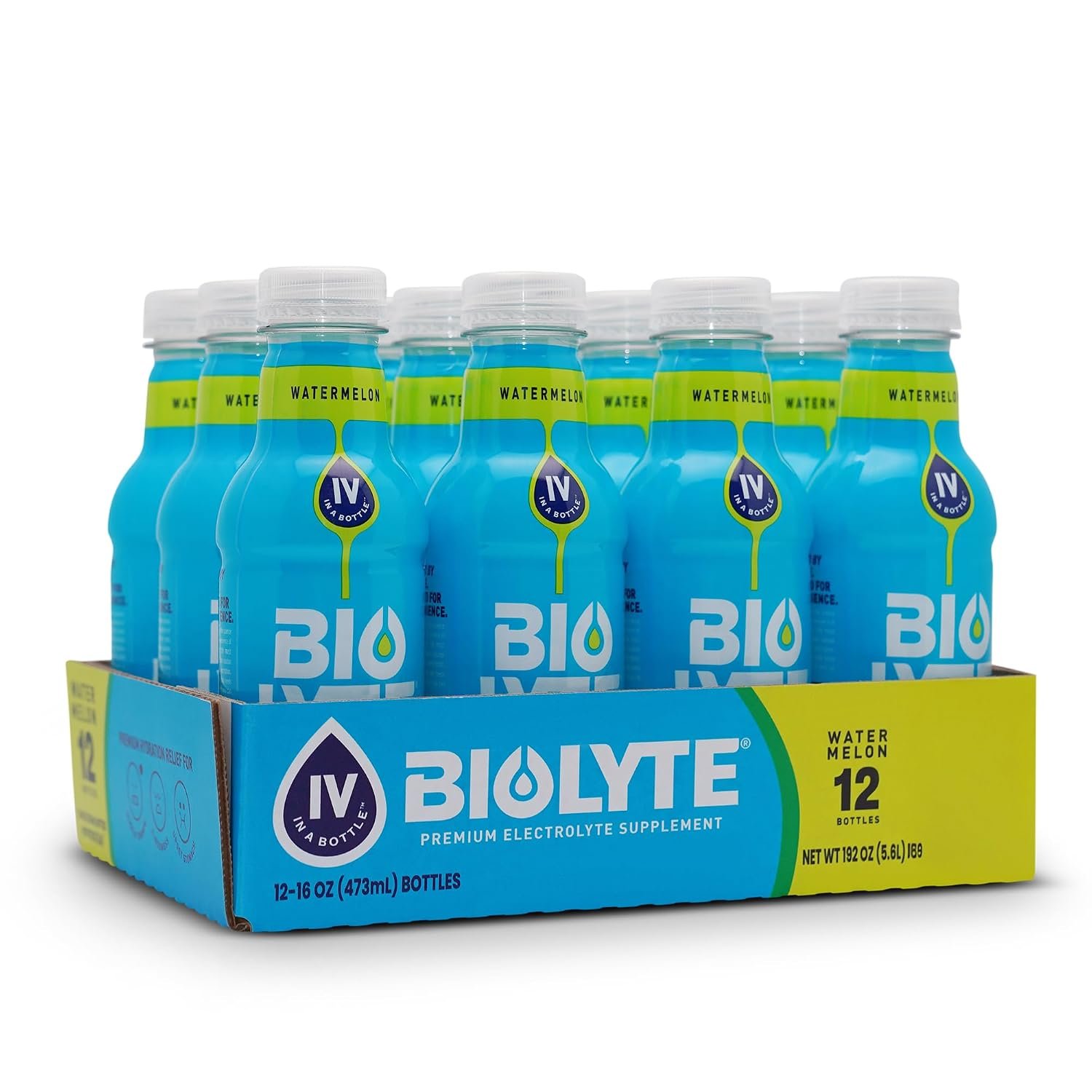 BIOLYTE Electrolyte Drink – Doctor-Formulated Hydration Drink, Electrolytes Water, Chemotherapy Must Haves for Women & Men, Rehydration IV Liquid in a Bottle – Watermelon, 16 Fl Oz (12 Pack)