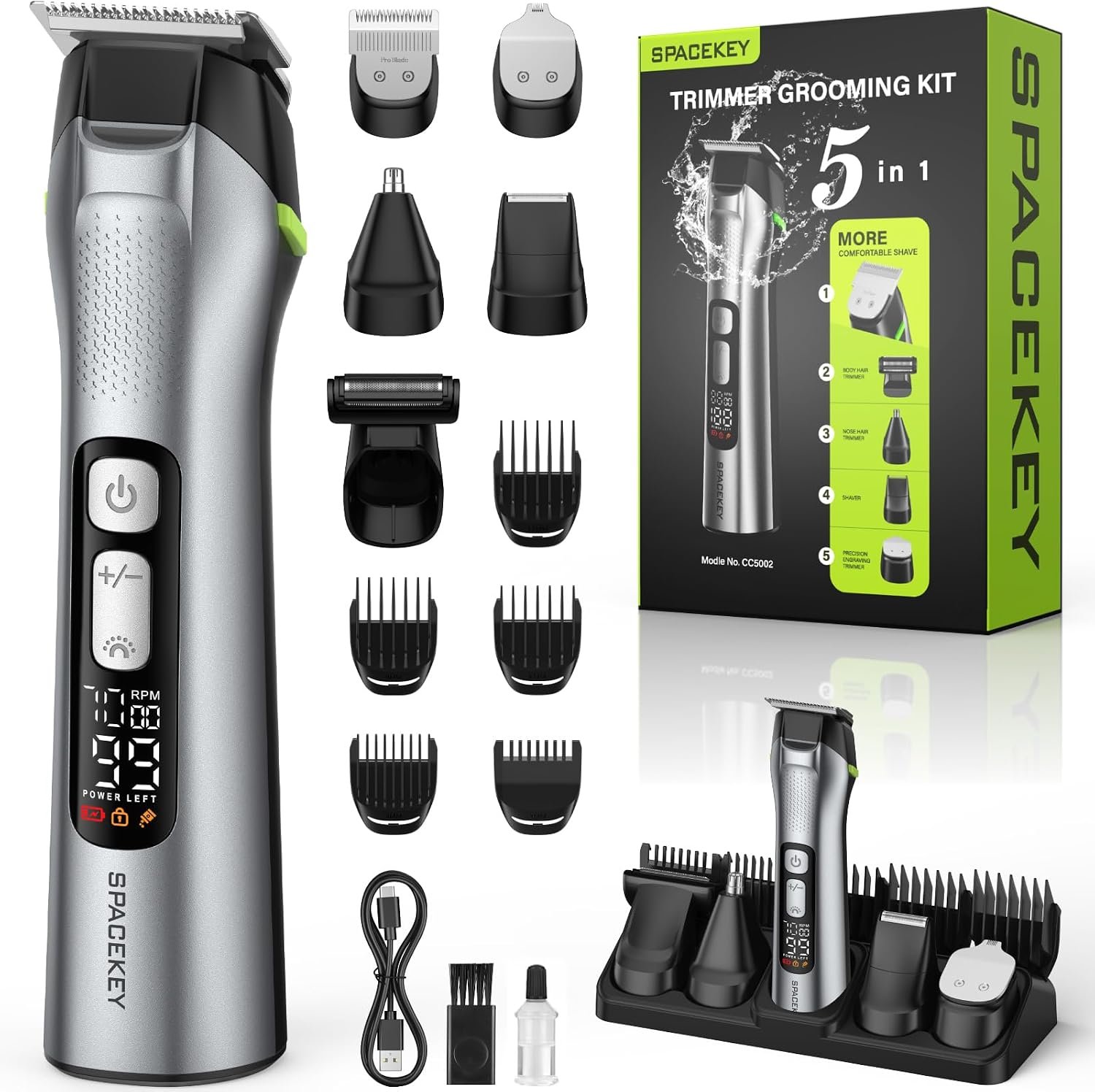 Beard Trimmer for Men, 15-in-1 Mens Grooming Kit, 3 Speeds, 150 Min Runtime