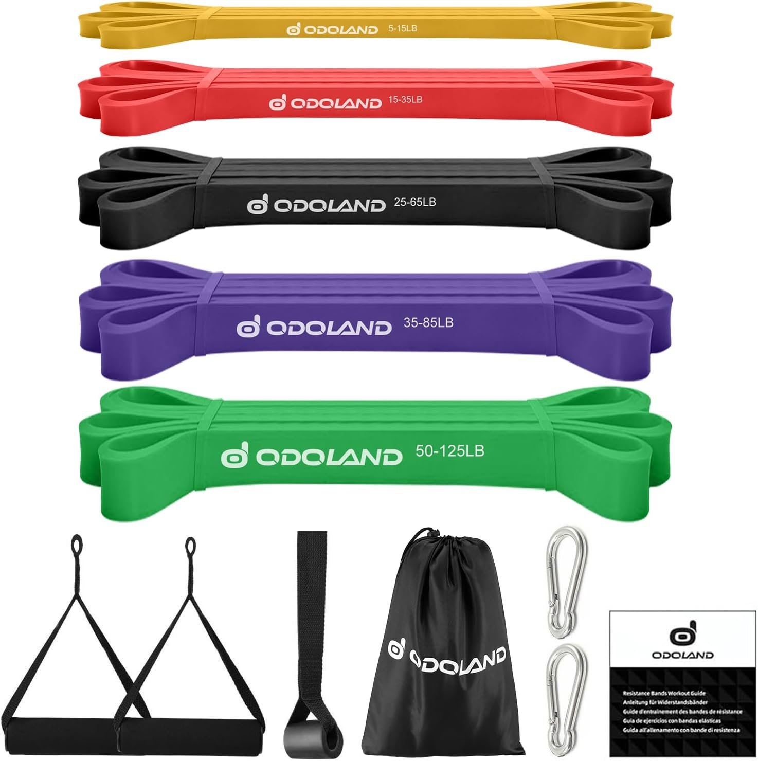 Odoland Pull Up Assist Bands, 5 Resistance Bands Set with Door Anchor