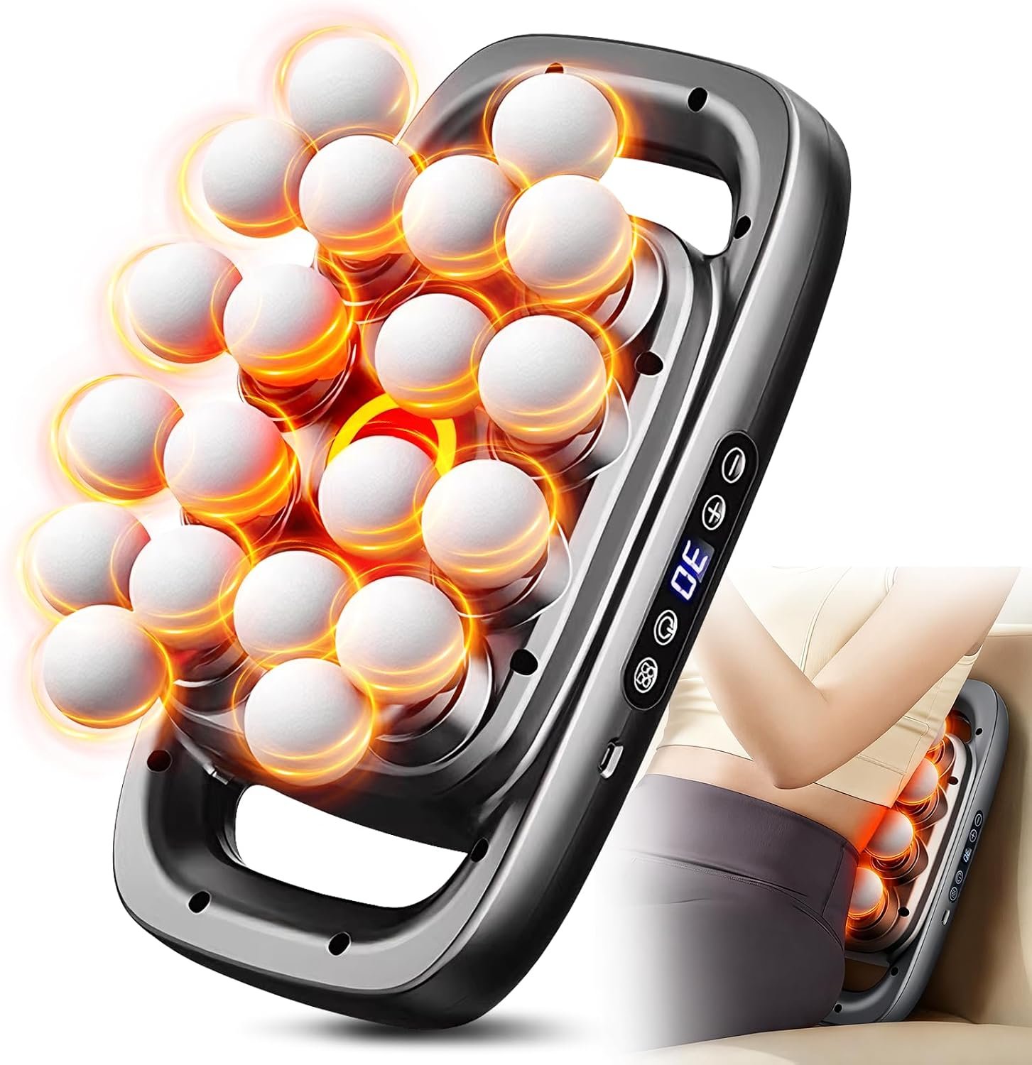 20 Head Massage Gun Deep Tissue, Handheld Back Massagers, Quiet Multi 20 Head Massage Gun for Shoulders, Neck, Legs, Portable Muscle Gun, Pain Relief, 3 Modes & 30 Intensities- Gifts for Men Women