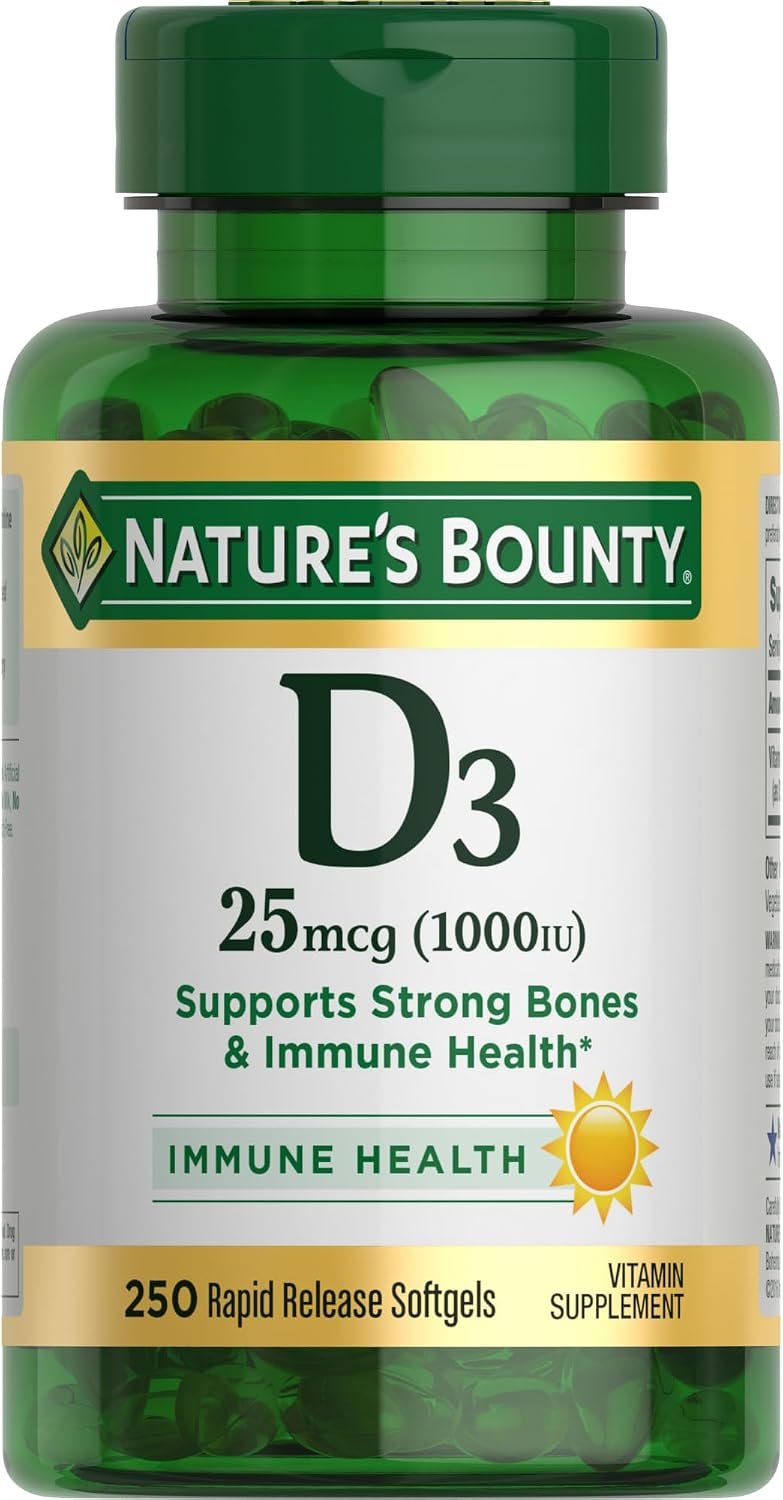 Nature’s Bounty Vitamin D3 1000 IU, Immune Support, 250 Count