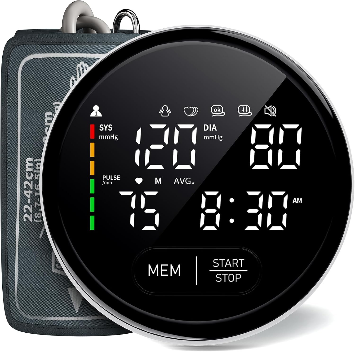 FOTOSY Blood Pressure Monitor Upper Arm Automatic Monitors for Home Use Adjustable 8.7″-16.5″ Cuff Voice Broadcast Large Backlit Display 240 Sets Memory with Storage Bag