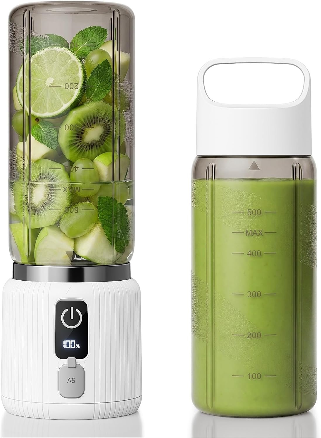 COKUNST Portable Blender, Smoothie Blender with LED Display, 17 oz, White