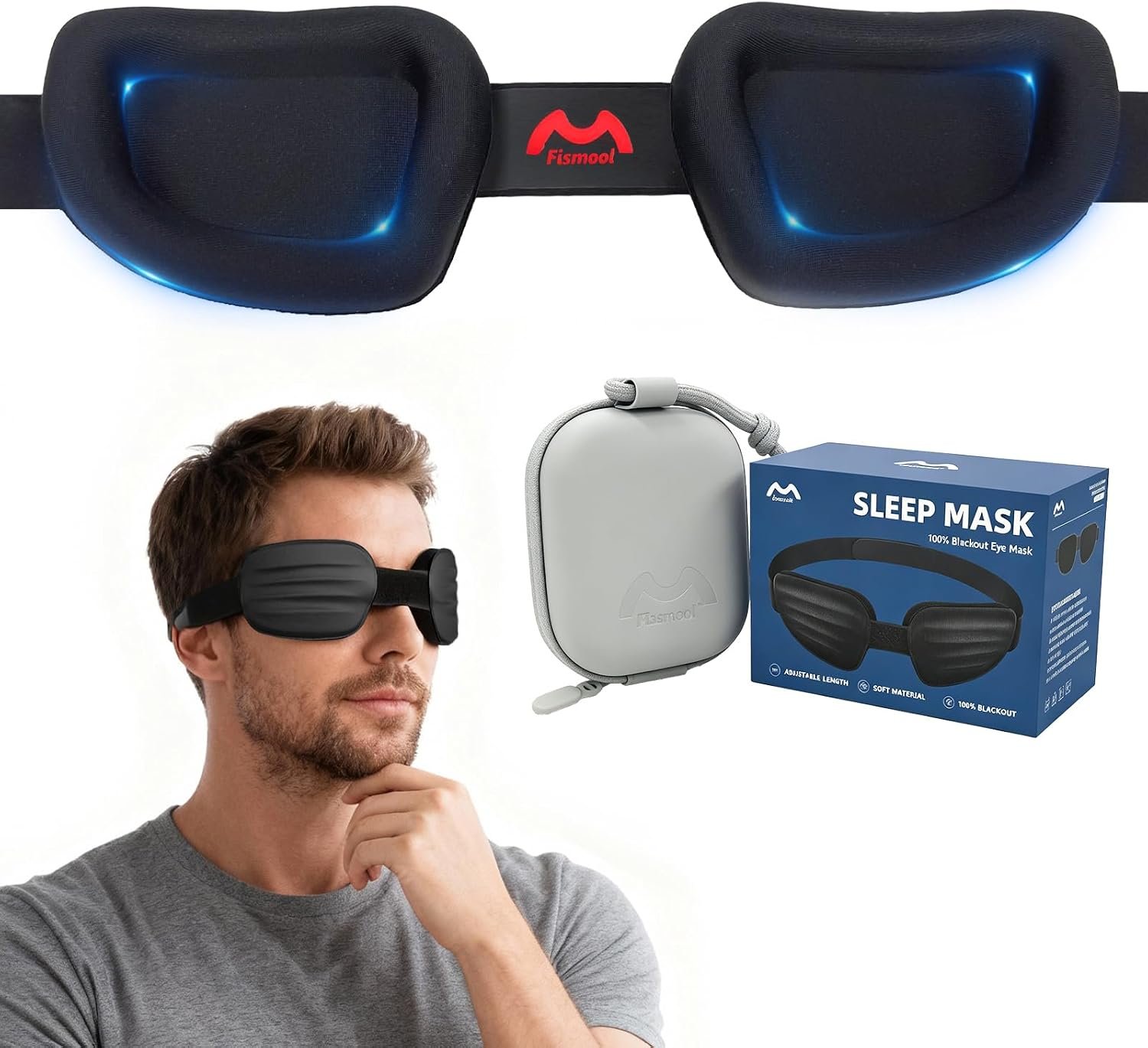 Sleep Mask for Men Women, Zero Pressure 3D Blackout Eye Mask