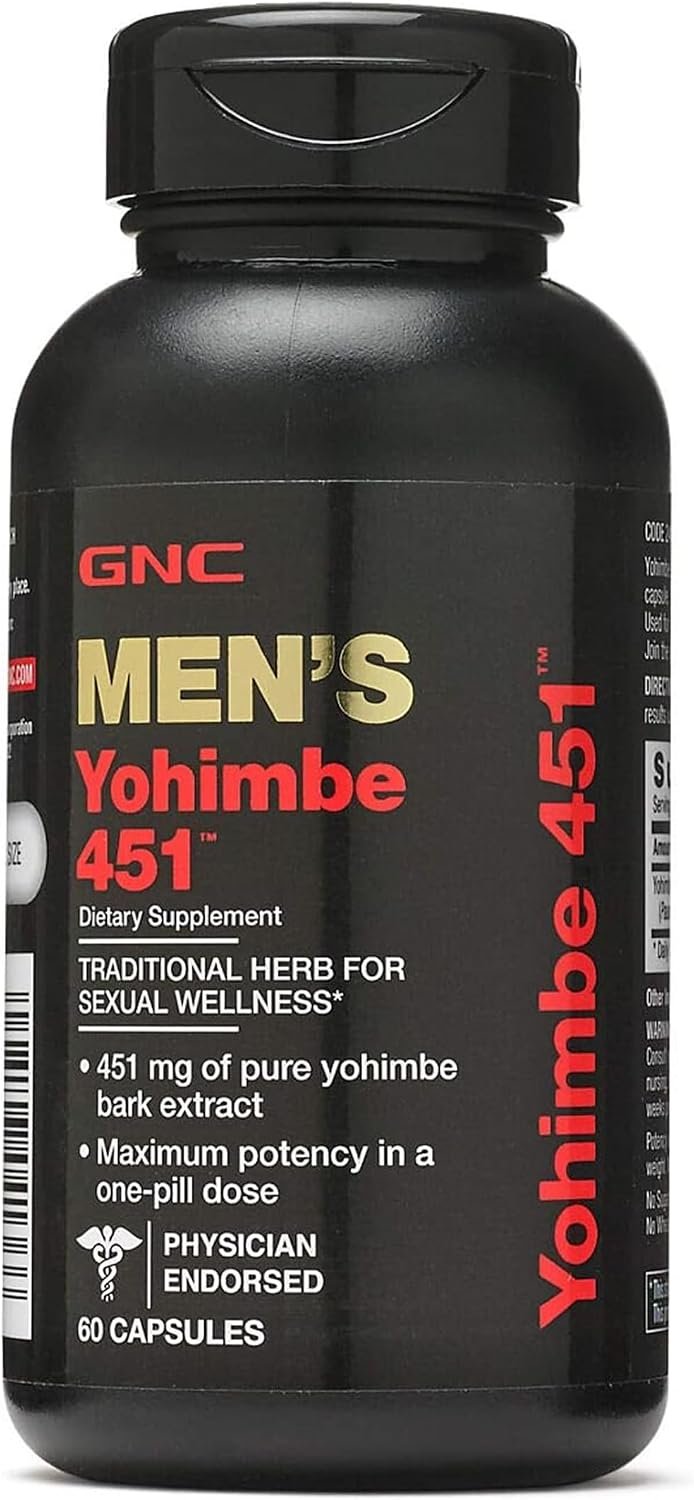 GNC Men’s Yohimbe 451 Supplement, Pure Extract, 60 Capsules