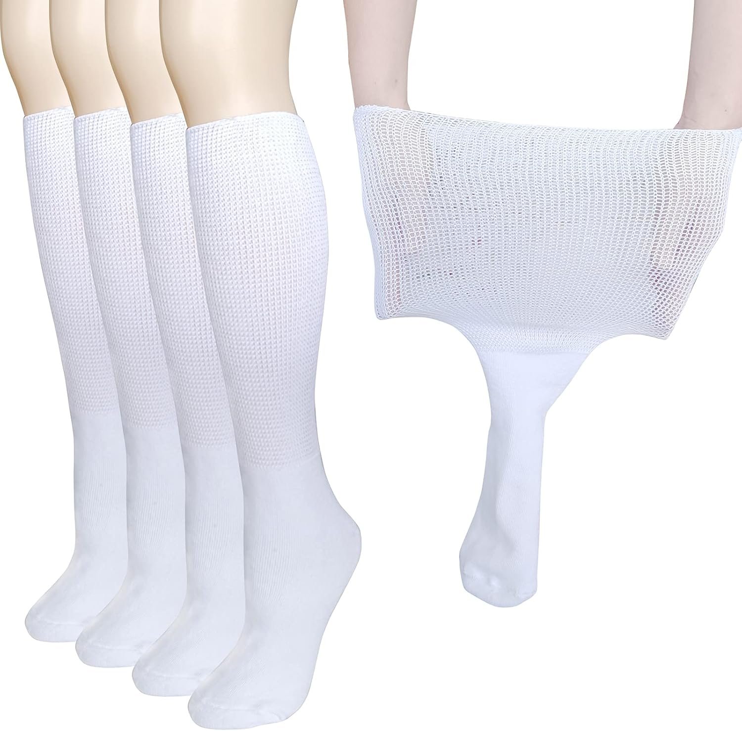 CIRZUEX Extra Wide Socks for Lymphedema Swollen Feet Leg, Bariatric Socks, Cast Boot Sock, Diabetic Non Binding Neuropathy Swelling Women Men 2 Pairs