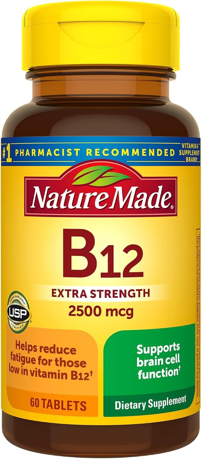 Nature Made Extra Strength Vitamin B12 2500 mcg, B12 Vitamins, 60 Tablets