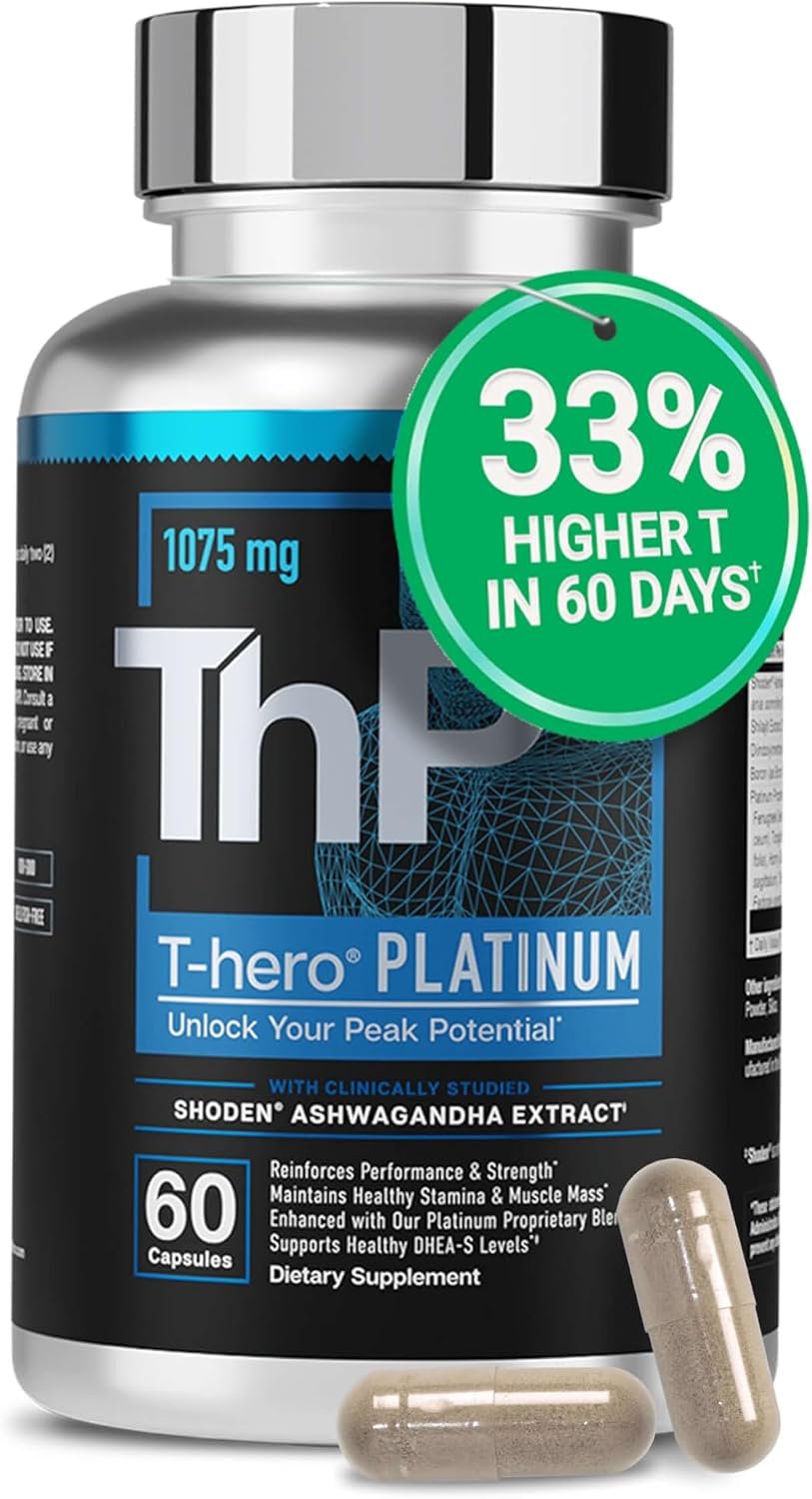 Essential Elements T-Hero Platinum – Daily Testosterone Support for Men – Promotes Vitality & Drive – Testosterone Supplement with Shoden Ashwagandha, Shilajit, Boron, DIM – 60 Count – 30 Servings