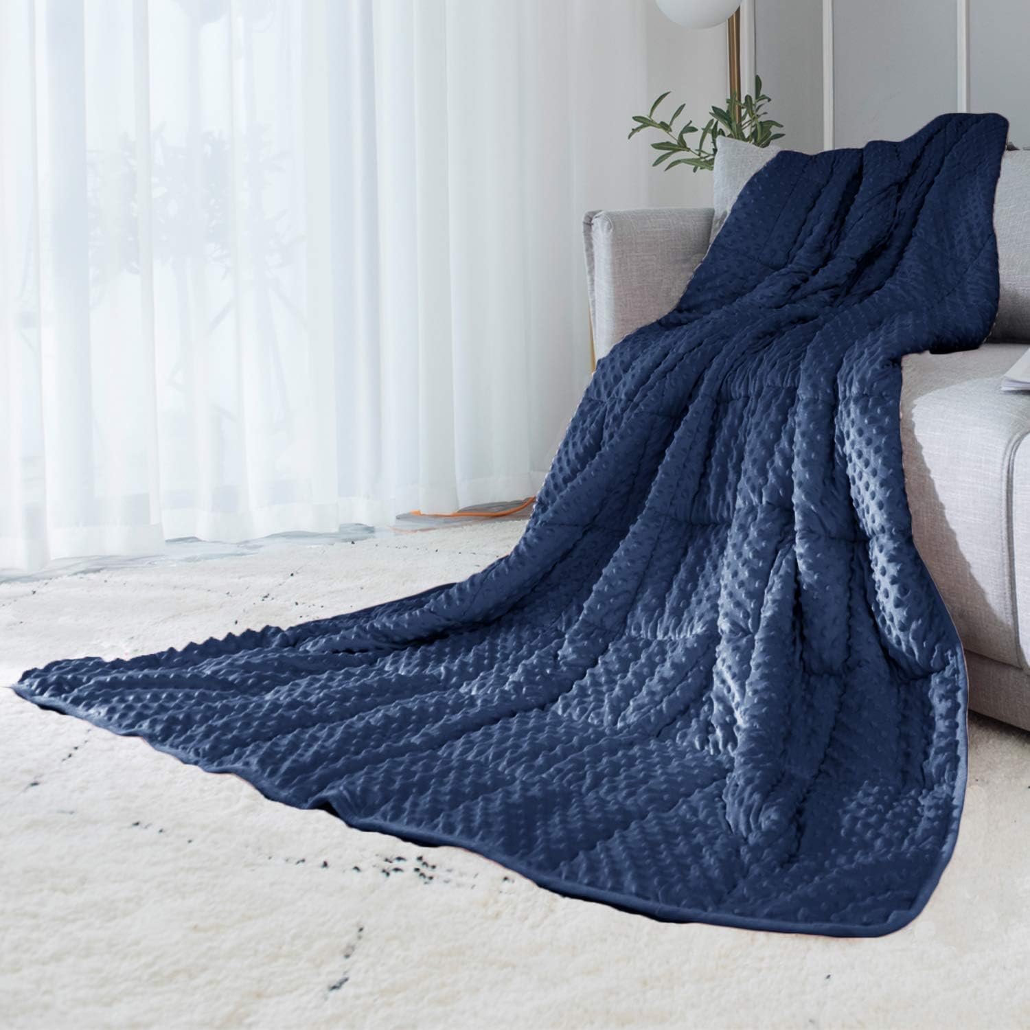 ALANSMA Reversible Weighted Blanket for All Season, Luxury Velvet, Warm and Cool, Adult 5Lb Blue Weighted Blanket, Enjoy Sleeping Anywhere(Blue,36″x48″ 5lbs)