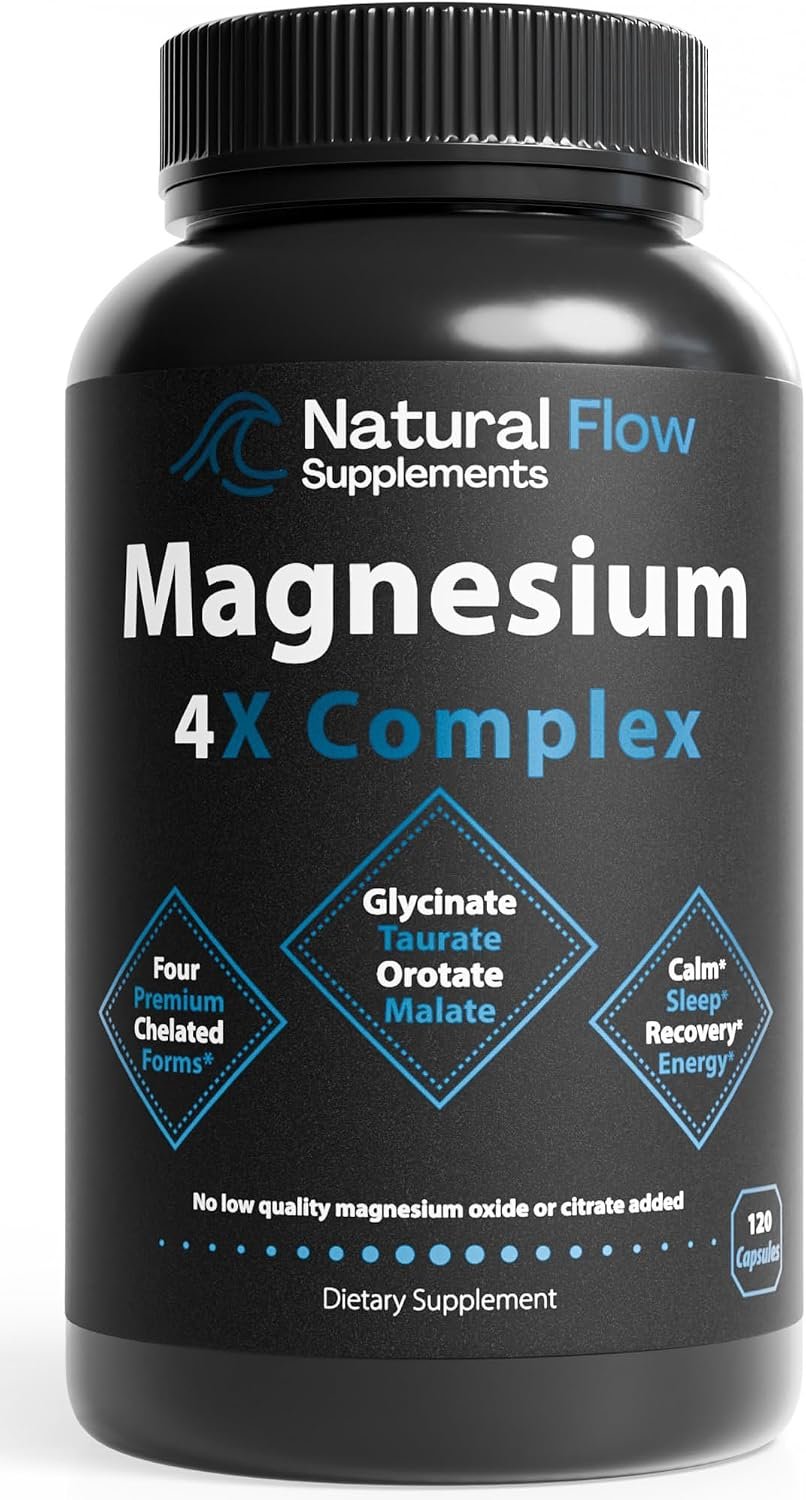 Natural Flow Magnesium 4X Complex 200 mg Elemental, 120 Capsules
