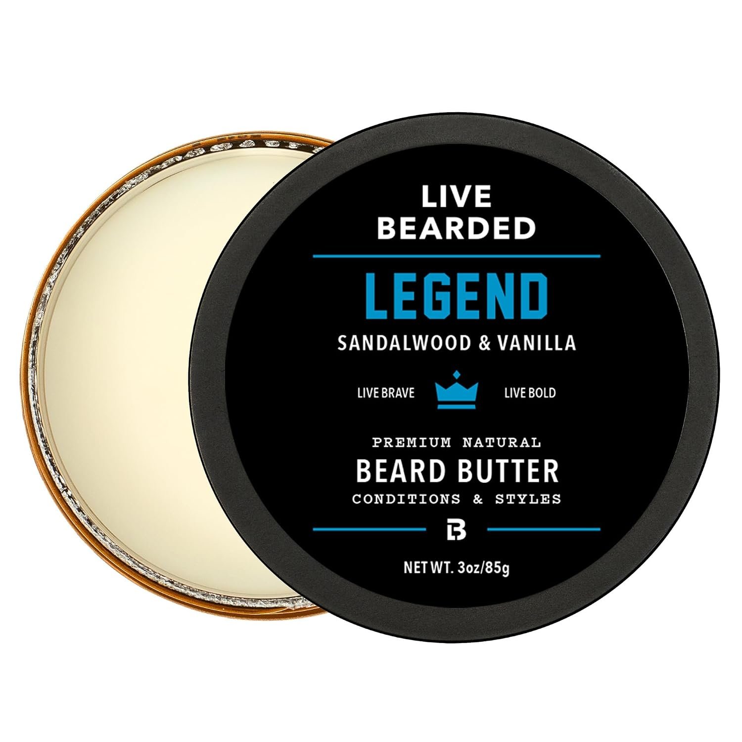 Live Bearded® Beard Butter, Legend, Sandalwood, Vanilla, 3 fl oz