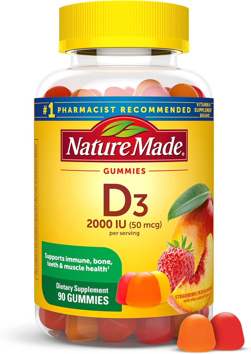 Nature Made Vitamin D3 2000 IU (50 mcg) per Serving, 90 Vitamin D Gummies