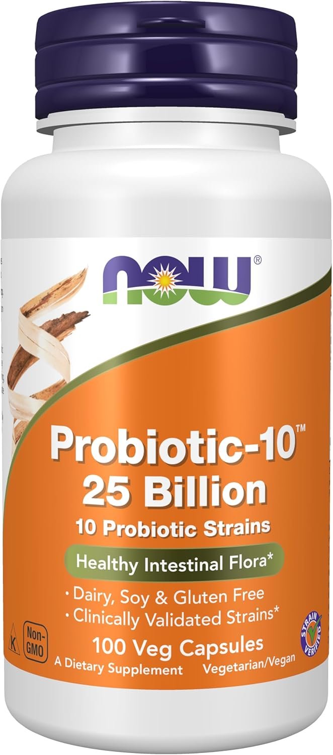 NOW Supplements, Probiotic-10™, 25 Billion, with 10 Strains, 100 Veg Caps