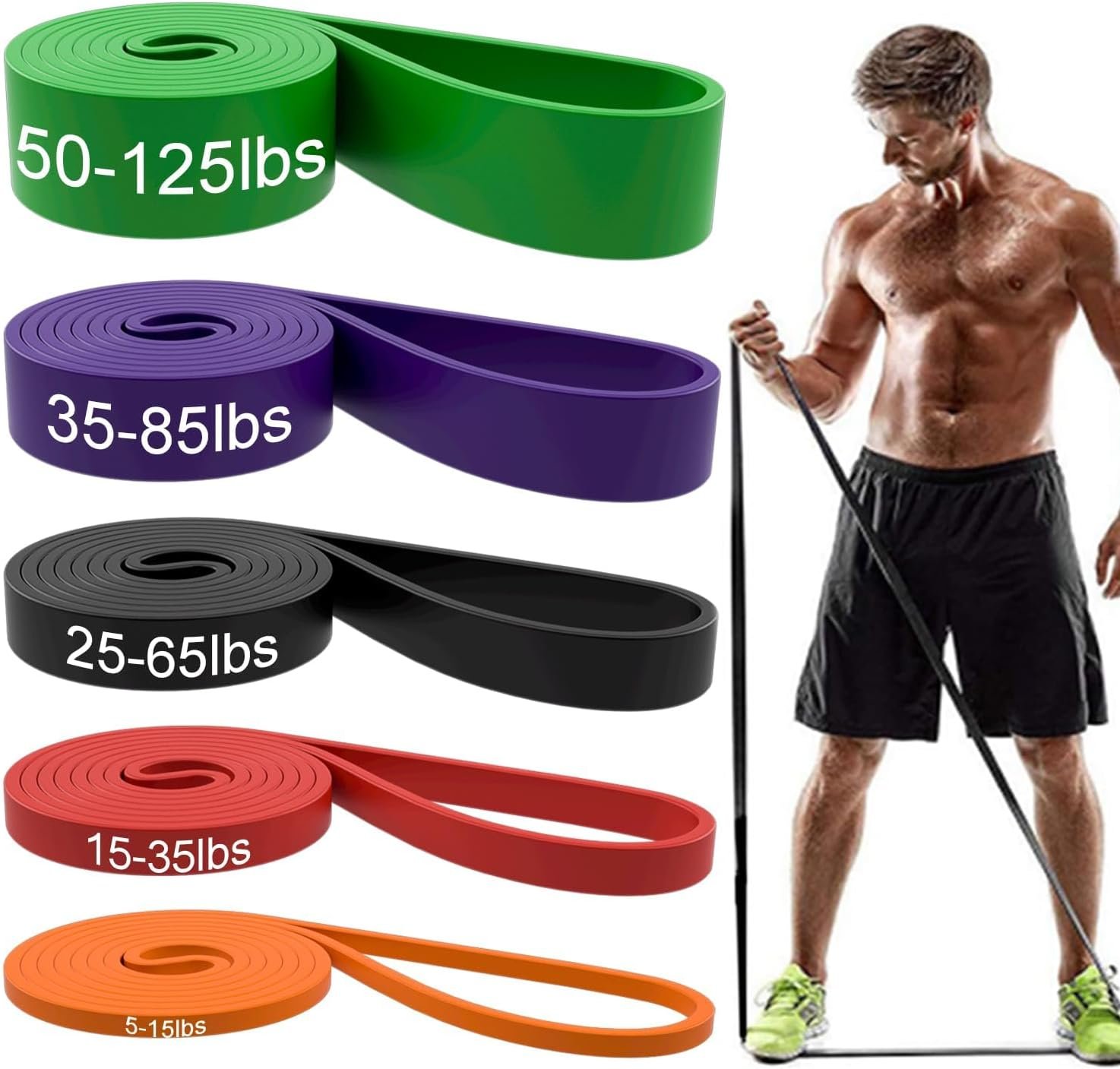 Resistance Bands, Pull Up Assist Bands – Workout Bands, Exercise Bands, Long Resistance Bands Set for Working Out, Fitness, Training, Physical Therapy for Men Women