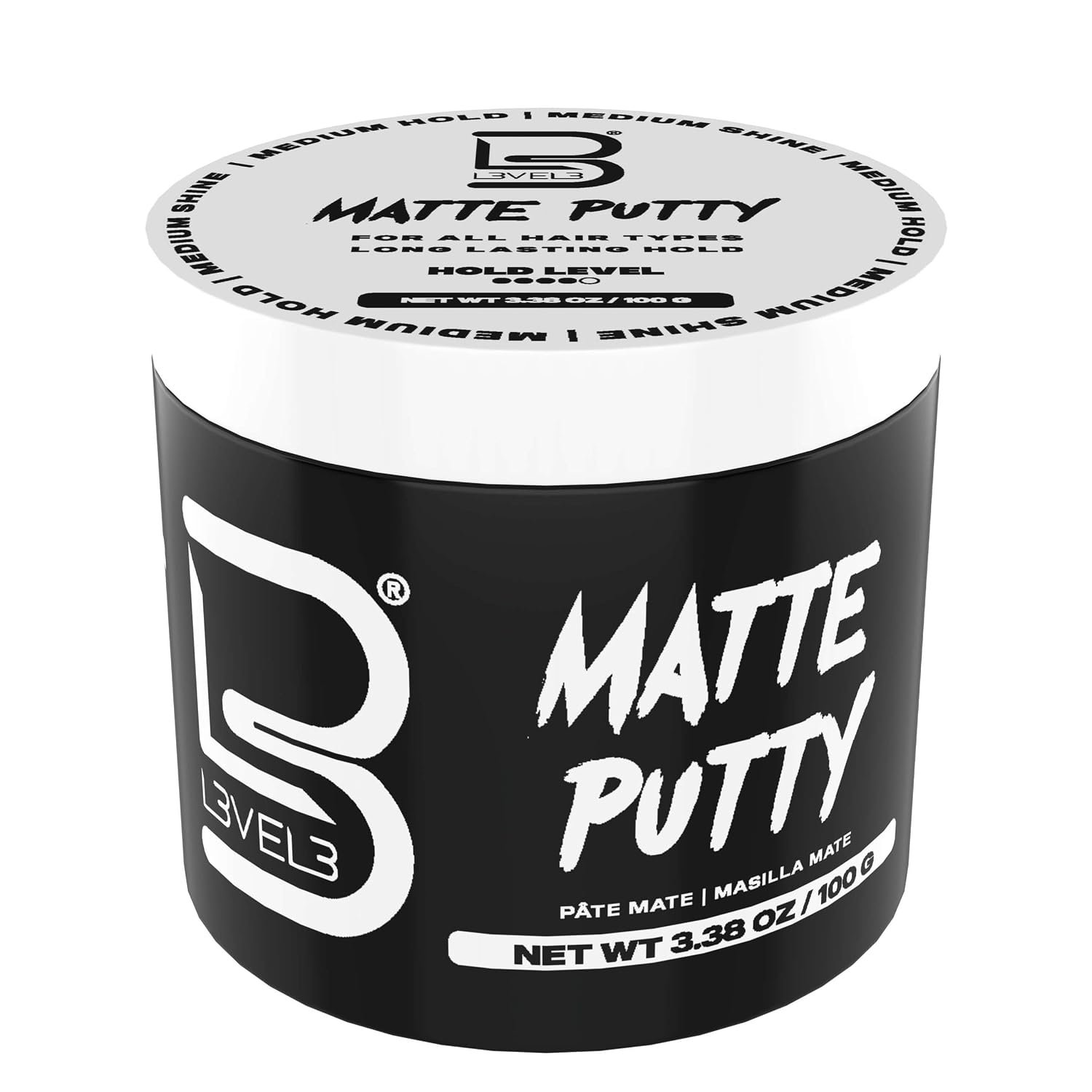 L3 Level 3 Matte Putty Grooming Hair Product for Women and Men (3.5oz)