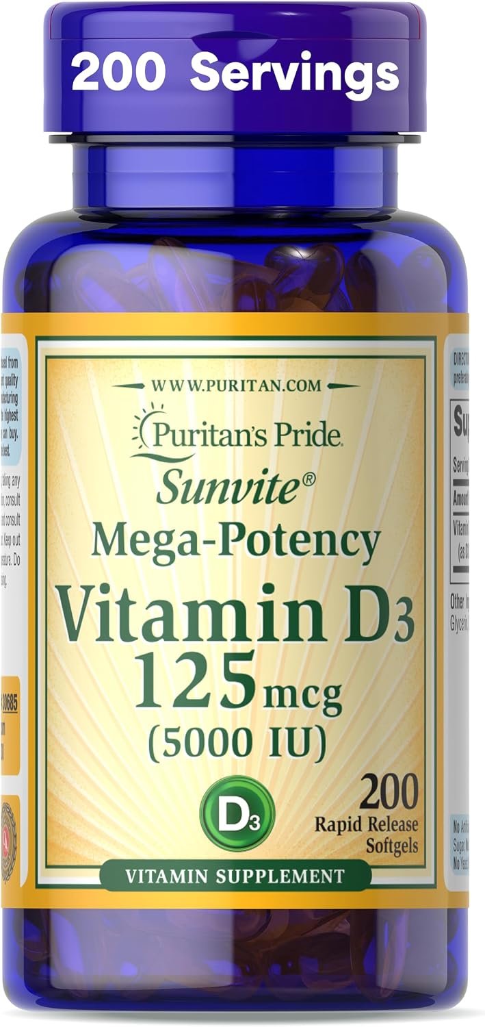 Puritan’s Pride Premium Sunvite™ Mega-Potency Vitamin D3 5,000 IU