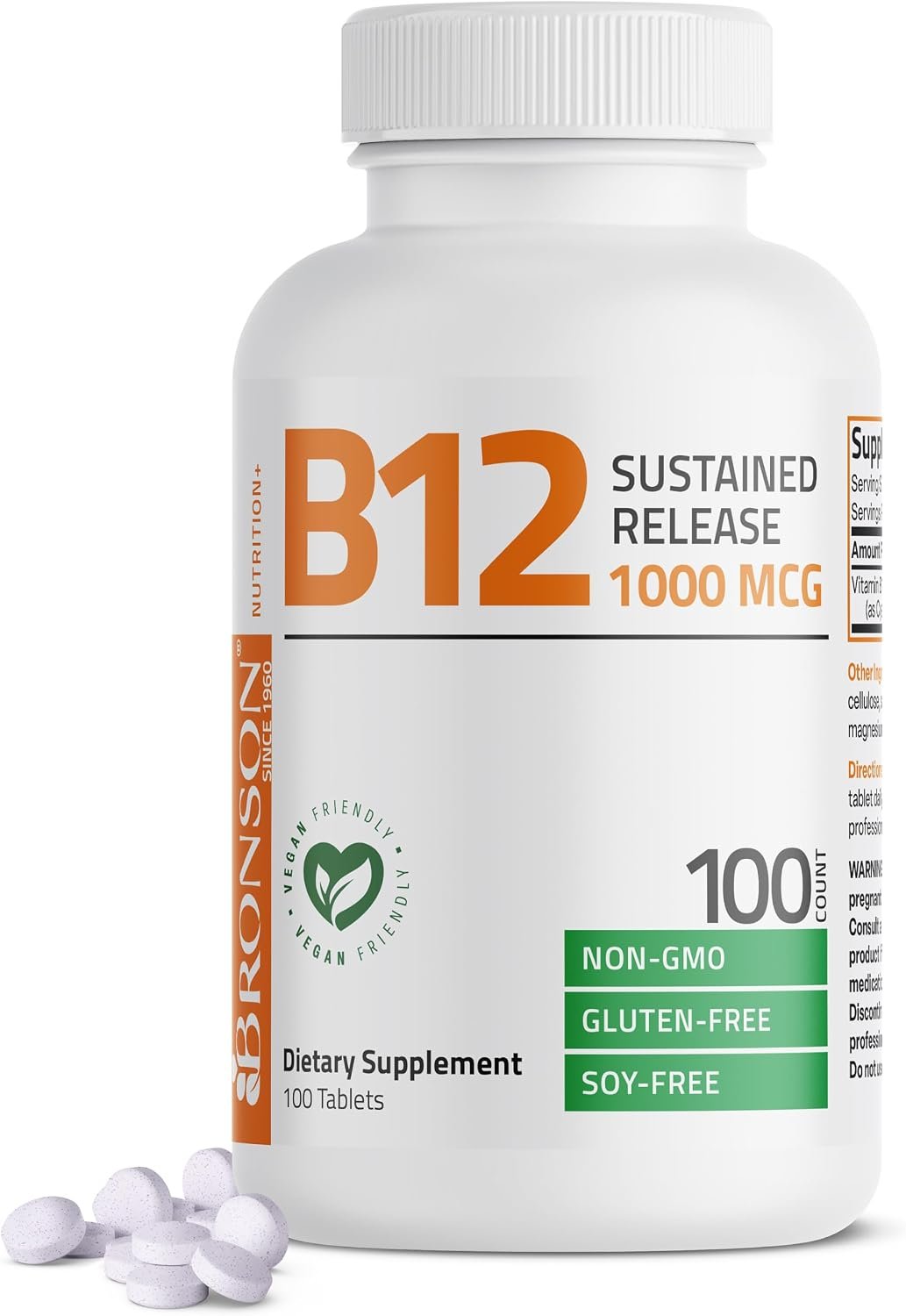 Bronson Vitamin B12 1000 mcg Sustained Release, Energy Support, 100 Tablets