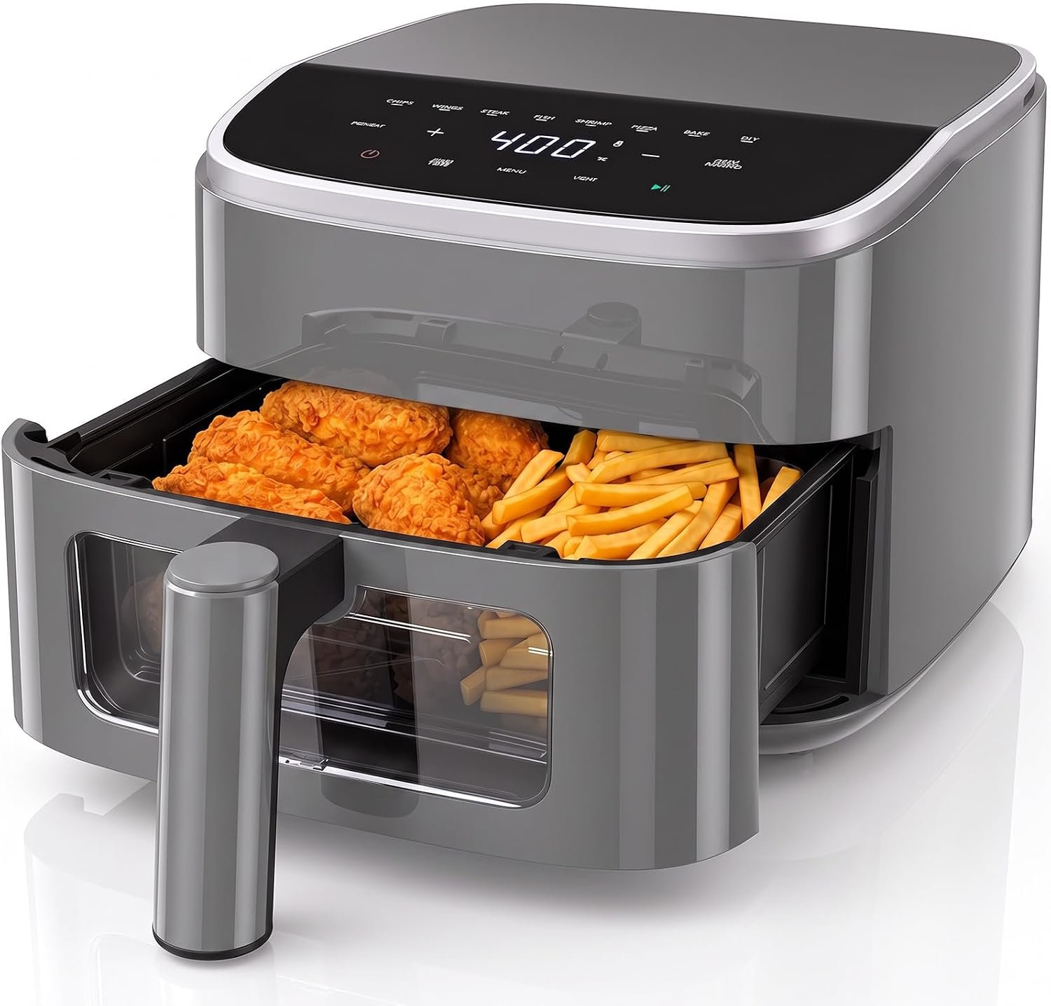 OLIXIS 4QT Air Fryer with Visible Window, 1500W Digital Touchscreen Air Fryer with 8 Presets, Auto Shut Off & Nonstick Dishwasher Safe Basket, 60-Min Timer, Max 400°F