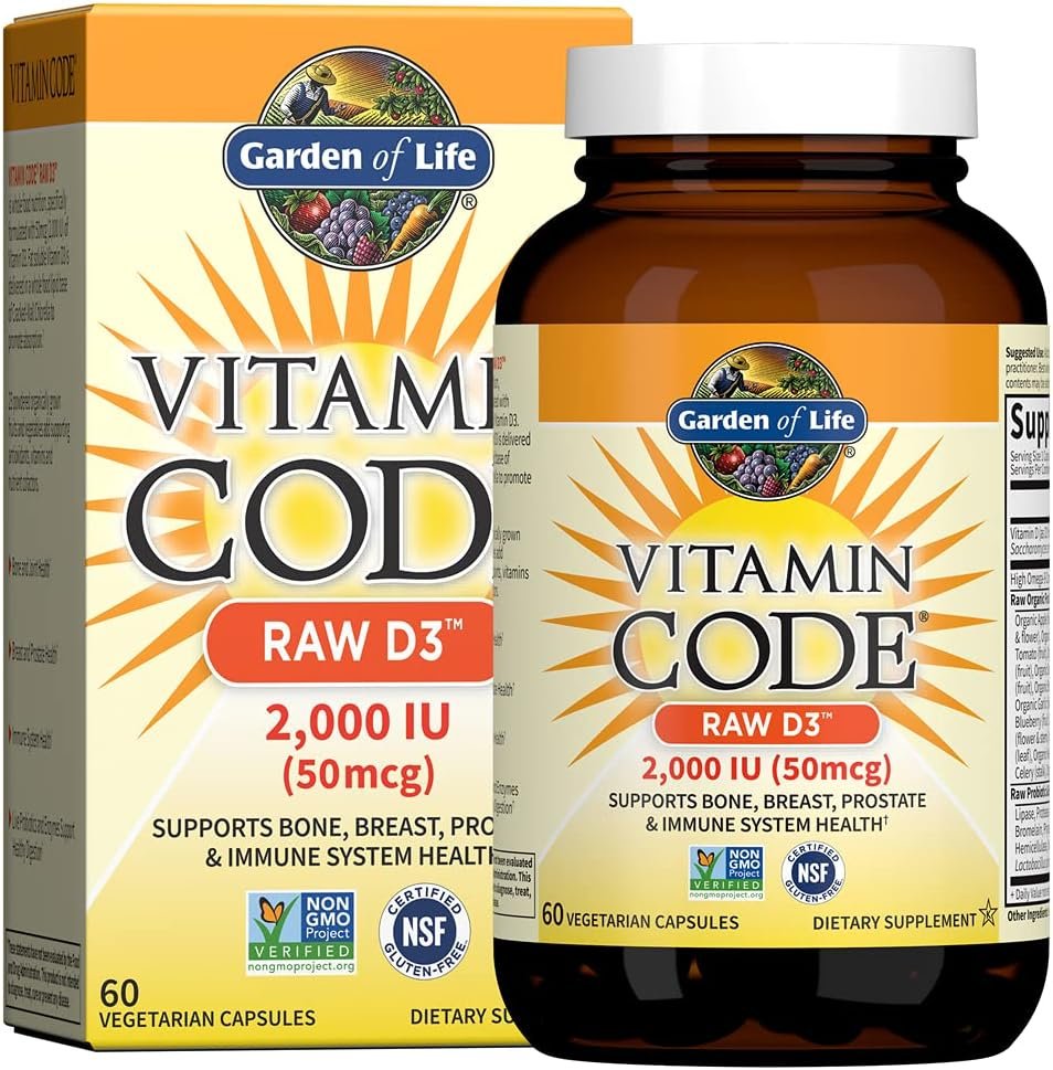 Garden of Life Vitamin Code Raw D3 Whole Food Vitamin, 60 Capsules