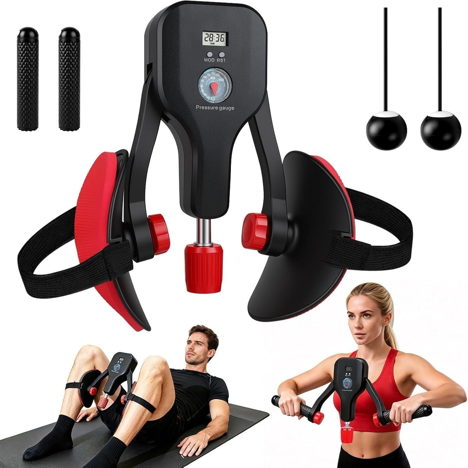 Kegel Exercise Pelvic Floor Exercise Devices 0-220 lbs Max Adjustable Resistance,Thigh Trainer with Replaceable Handle & Wireless Jump Rope Fit Inner Thigh Exerciser for Home Gym, Glutes,for Women Men