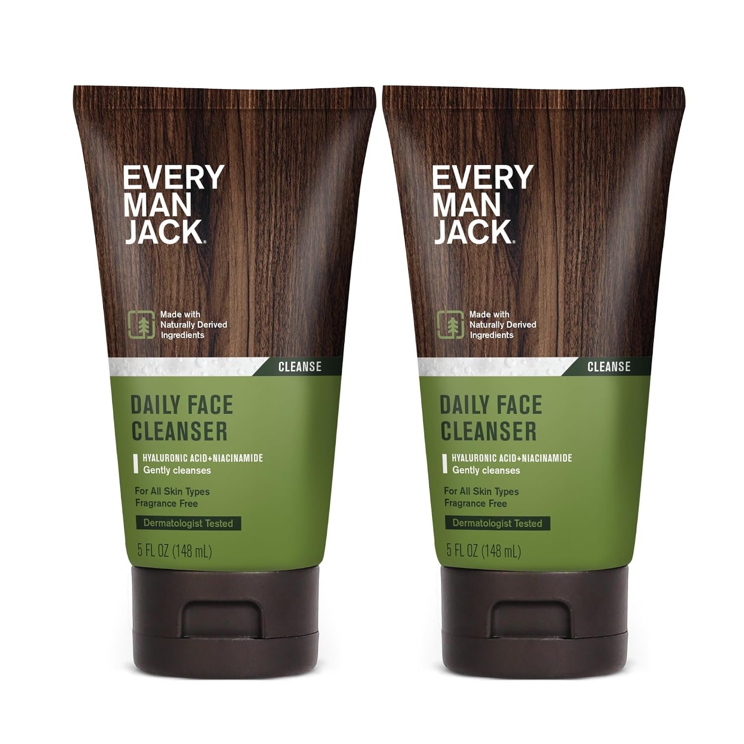 Every Man Jack Hydrating Face Wash for Men, Unscented, 5 oz (2pk)