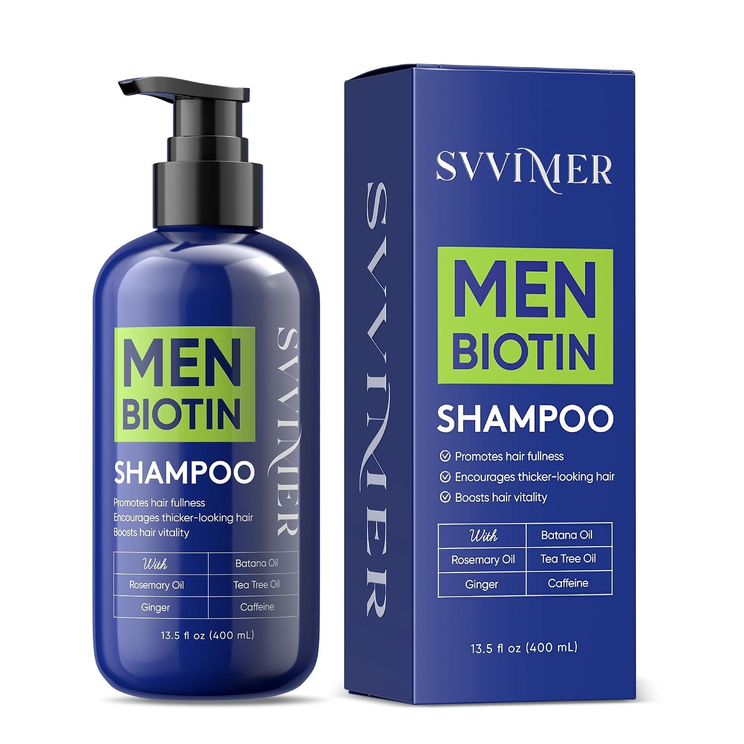 Svvimer Hair Growth Shampoo for Men – Biotin Thickening Shampoo with Rosemary Tea Tree Oil Caffeine for Hair Loss and Thinning – 13.5 Fl Oz (Pack of 1)