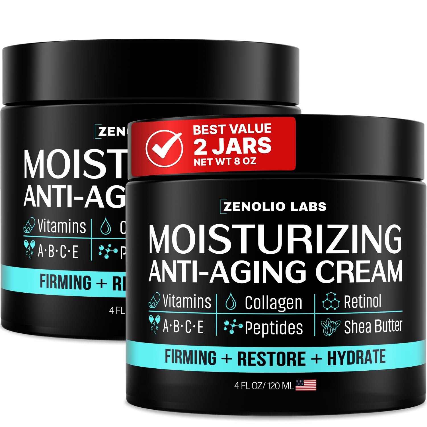 (2 Pack) Mens Face Moisturizer Cream – 8 OZ – Anti Aging & Wrinkle Lotion