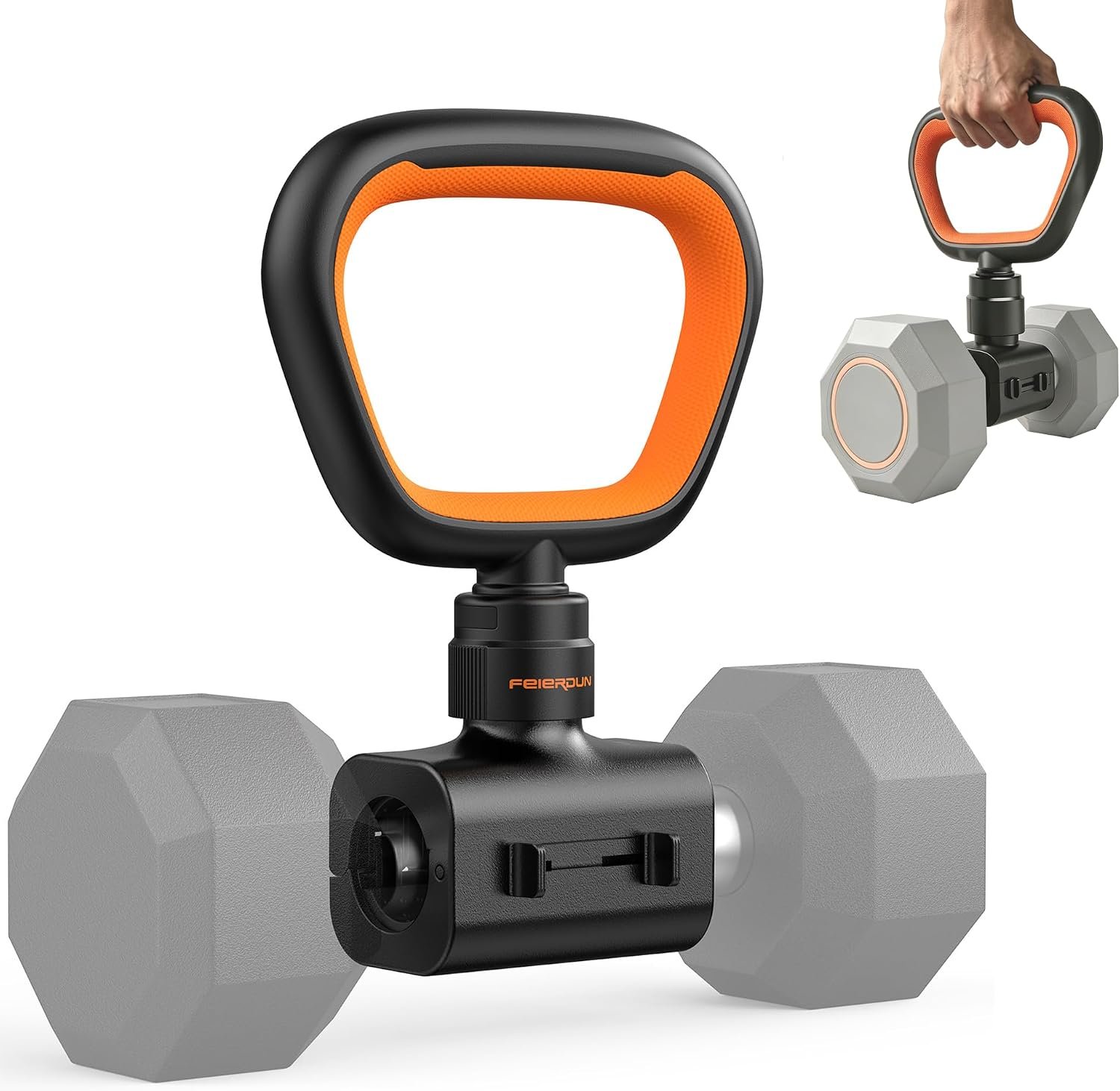 DC1 Dumbbell to Kettlebell Converter, Secure Locking System, 110LB Capacity, Fits Adjustable & Hex Dumbbells, Heavy-Duty Aluminum Clamp Construction for Home Gym Strength Training