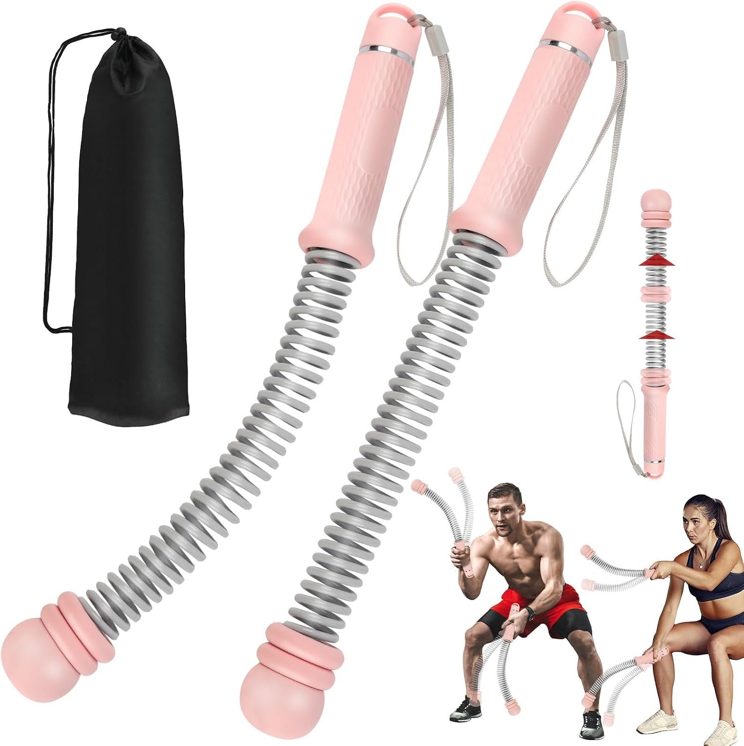 2PCS Portable Ropeless Battle Ropes with Adjustable Weight Rings