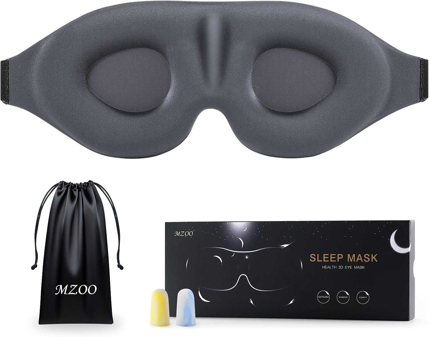 MZOO Luxury Sleep Mask for Women Men Patented Light Blocking Design