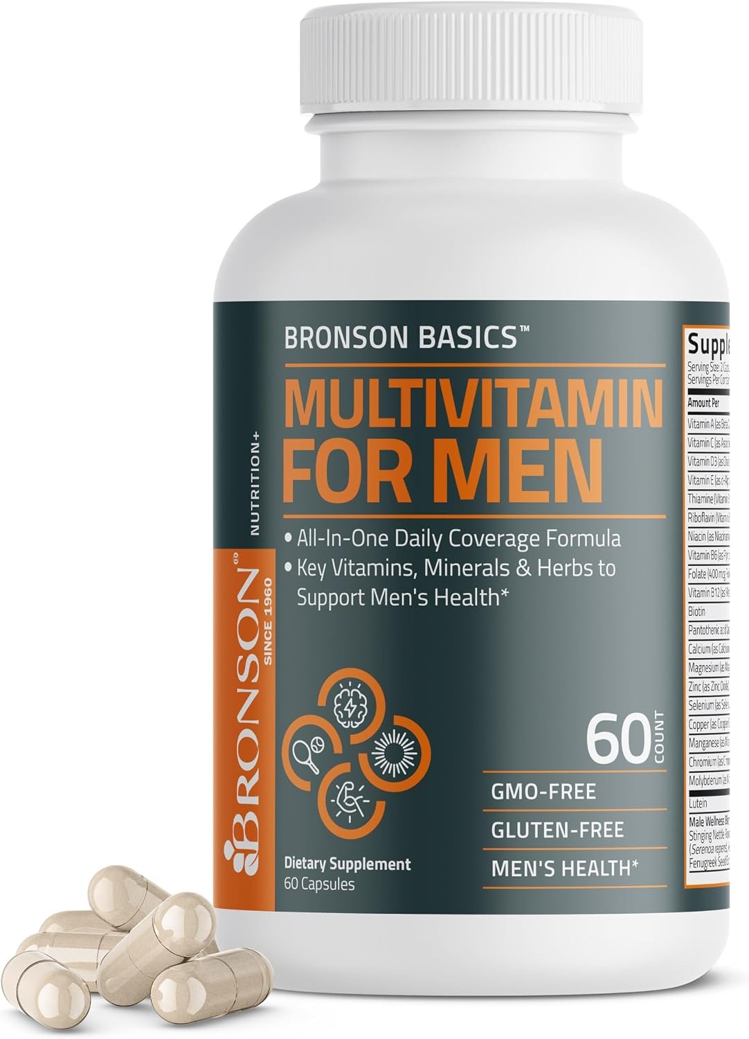 Bronson Multivitamin for Men All-in-One Daily Coverage, 60 Capsules
