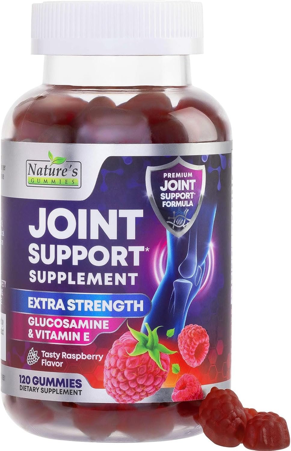 Joint Support Gummies – Extra Strength Glucosamine Gummy Supports Flexibility, Joint & Cartilage Health for Back, Knees, Hands – Natural Vitamin E for Immune Support for Women & Men – 120 Gummies