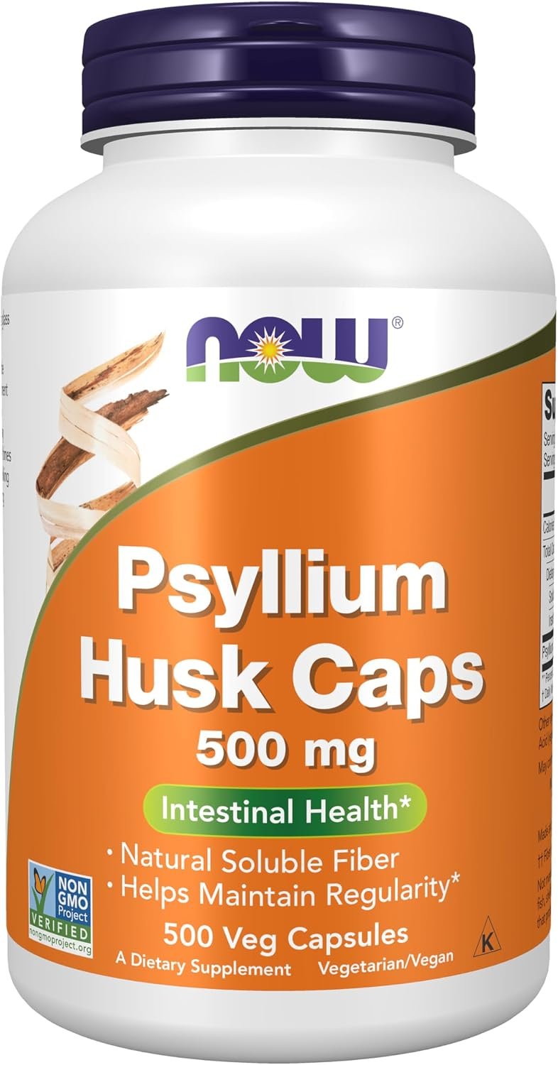 NOW Supplements, Psyllium Husk Caps 500mg, Intestinal Health*, 500 Veg Caps