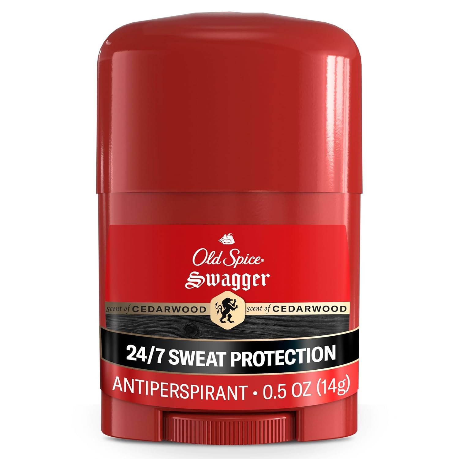 Old Spice Antiperspirant Deodorant for Men, 24/7 Sweat & Odor Protection, 24/7 Lasting Freshness, Invisible Solid, Swagger with Cedarwood Scent, Trial Size, 0.5 oz