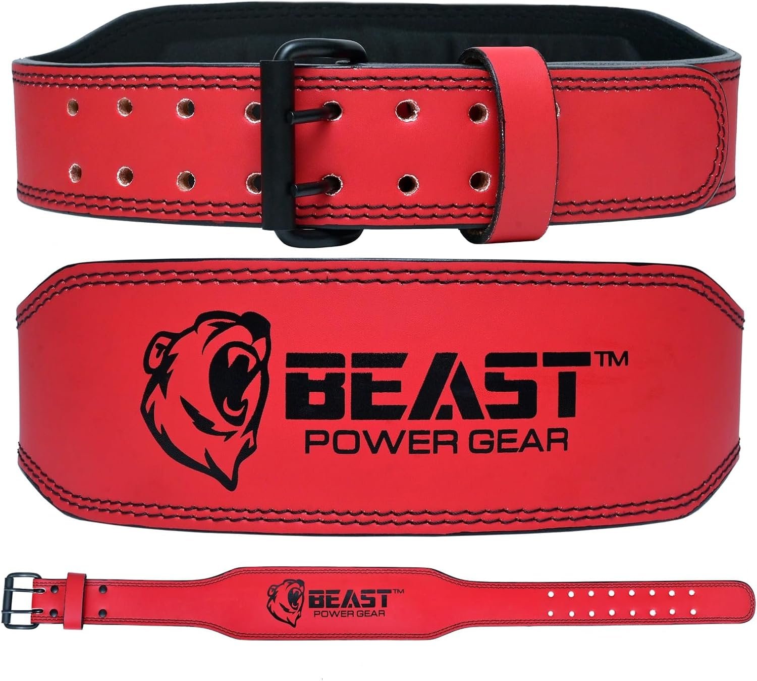 Weight Lifting Belt – 4” Genuine Leather Belts Padded Lower Back Support for Gym Bodybuilding Squat Deadlift Weightlifting Cross Strength Training Men Women Free Wrist Wrap