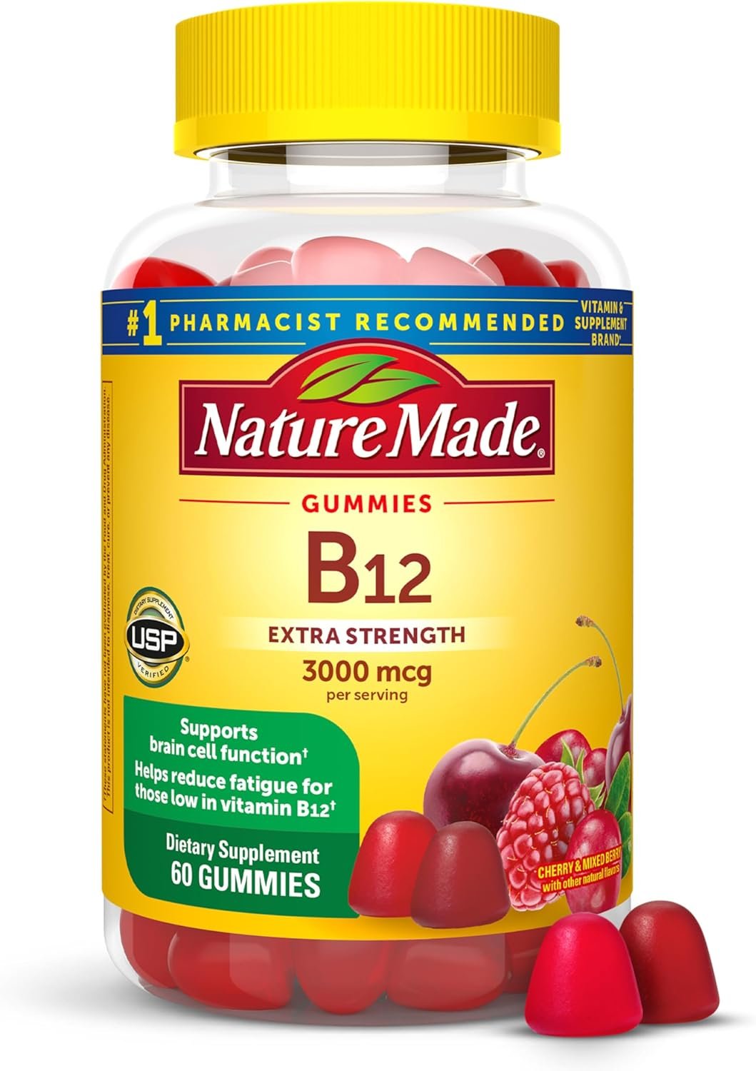 Nature Made Extra Strength Vitamin B12 Gummies 3000 mcg per Serving, 60 Ct