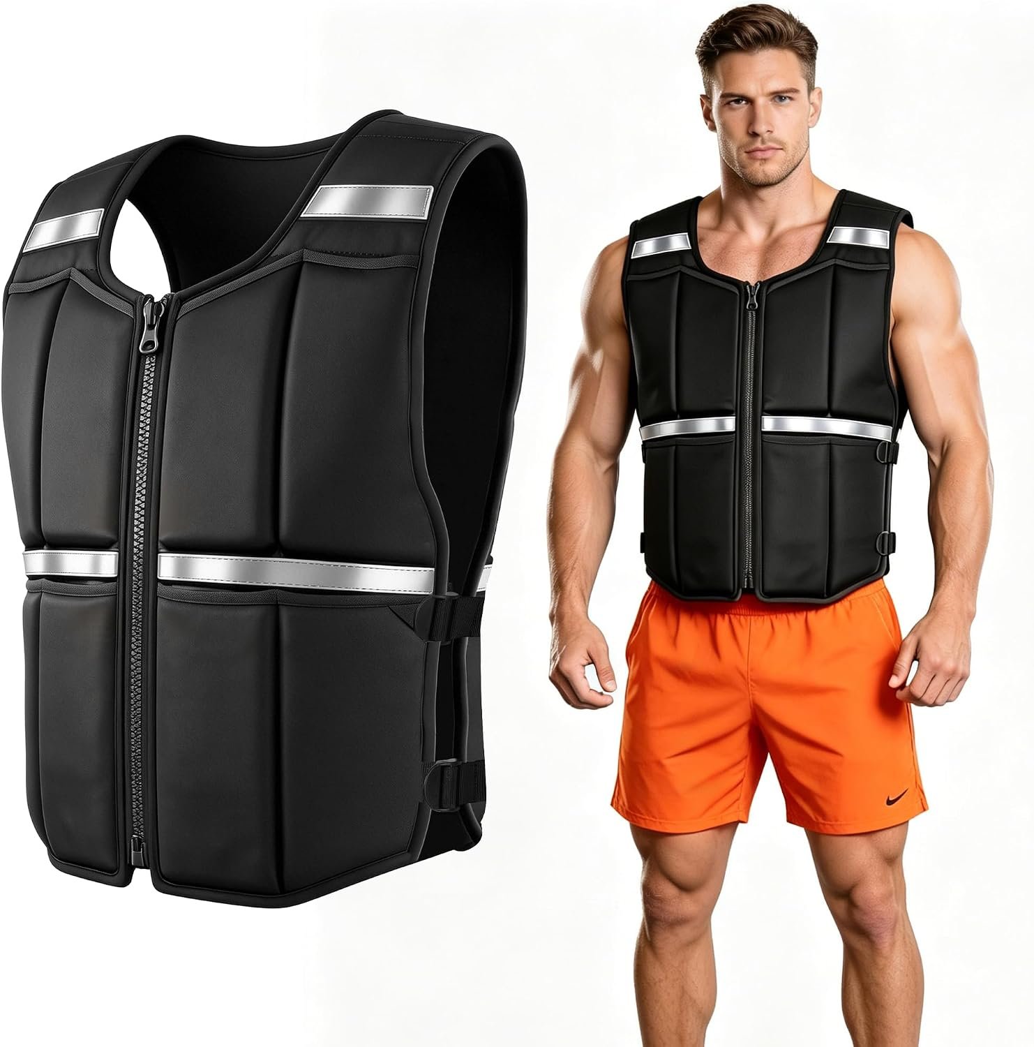 Adjustable Weighted Vest w/Silicone Weights Women Men Running Walking Vest