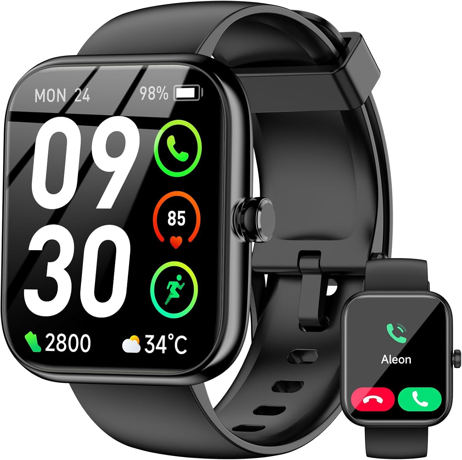 Smart Watch with Alexa Built-in, 1.83″ HD Touchscreen Fitness Tracker, Bluetooth Notifications, IP68 Waterproof, 120+ Sport Modes, 24/7 Heart Rate & Sleep Monitor for iPhone Android iOS (Black)