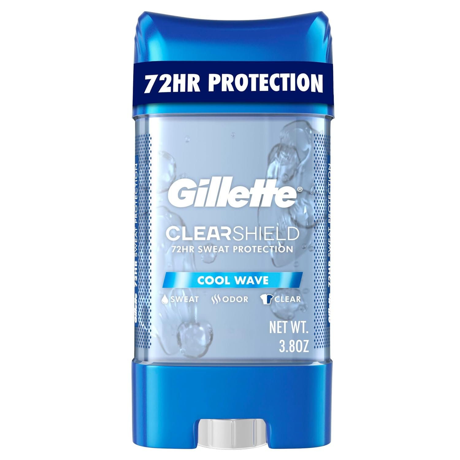 Gillette Antiperspirant and Deodorant for Men, 72hr Instant Sweat & Odor Protection, Long Lasting Freshness & Protection, Anti-White Mark Technology, Clear Gel, Cool Wave Scent, 3.8 oz