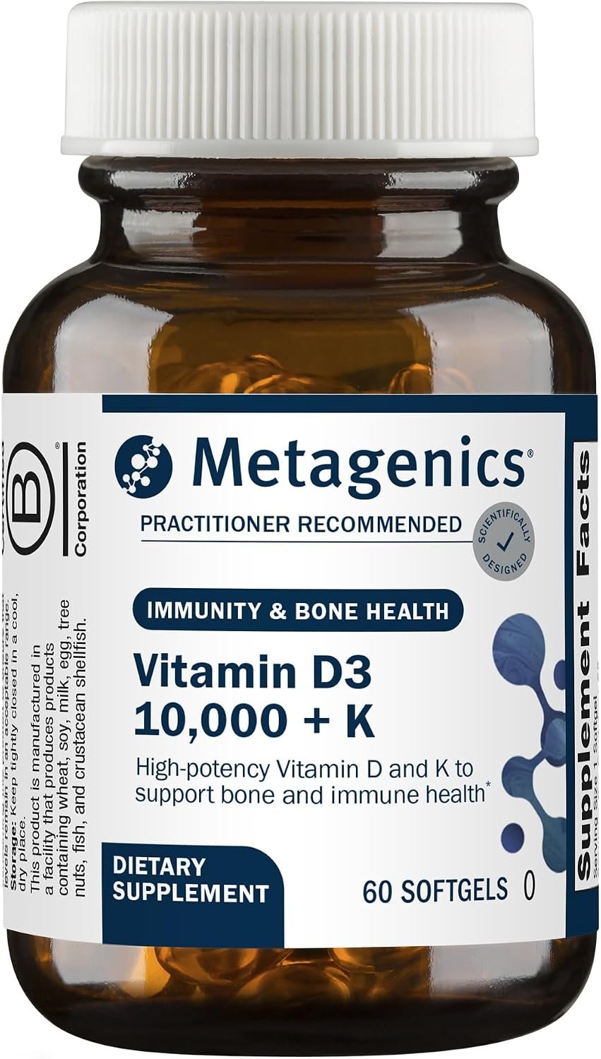 Metagenics Vitamin D3 and Vitamin K2 10,000 IU with MK-7, 60 Softgels