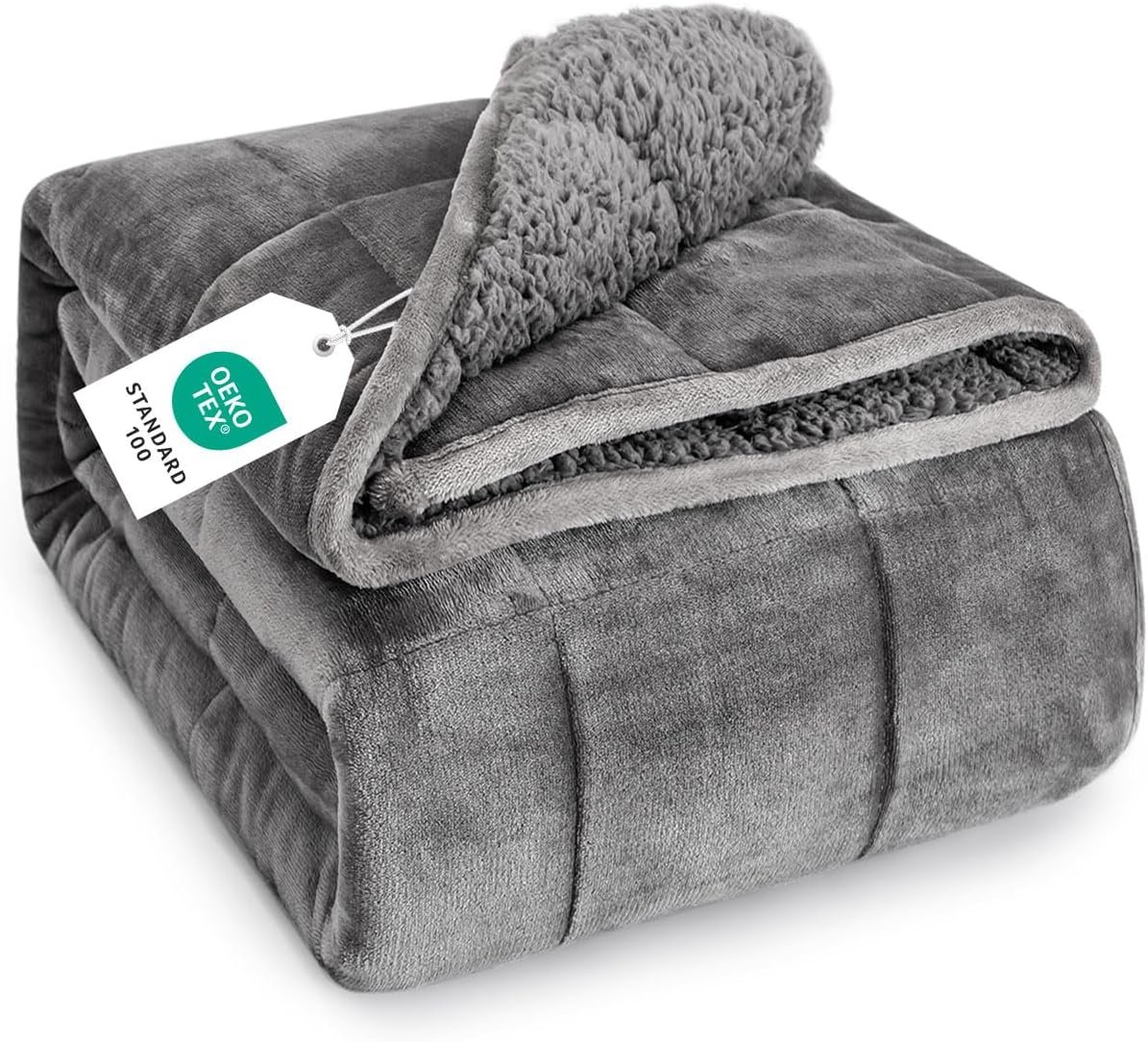 Topblan Sherpa Fleece Weighted Blanket for Adults, 15lbs 48 x 72 Twin Size