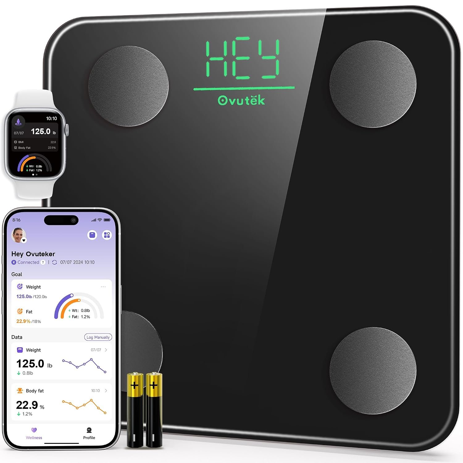 Ovutek Smart Scale for Body Weight Digital Bathroom Scale with BMI Body Fat