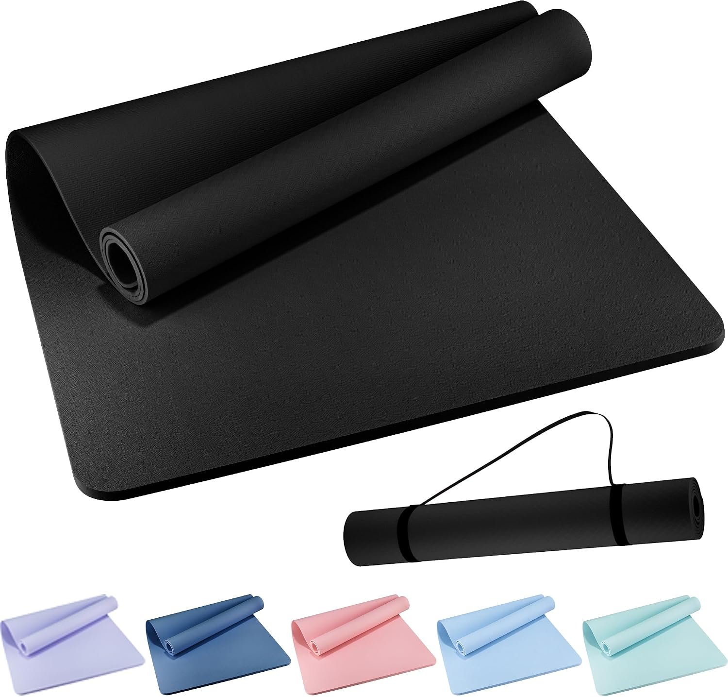 Extra Wide Yoga Mat 72″ x 32″, 6mm Non Slip TPE Exercise Mat with Carrying Strap, Large Workout Mat for Yoga, Pilates, Stretching, HIIT & Home Gym