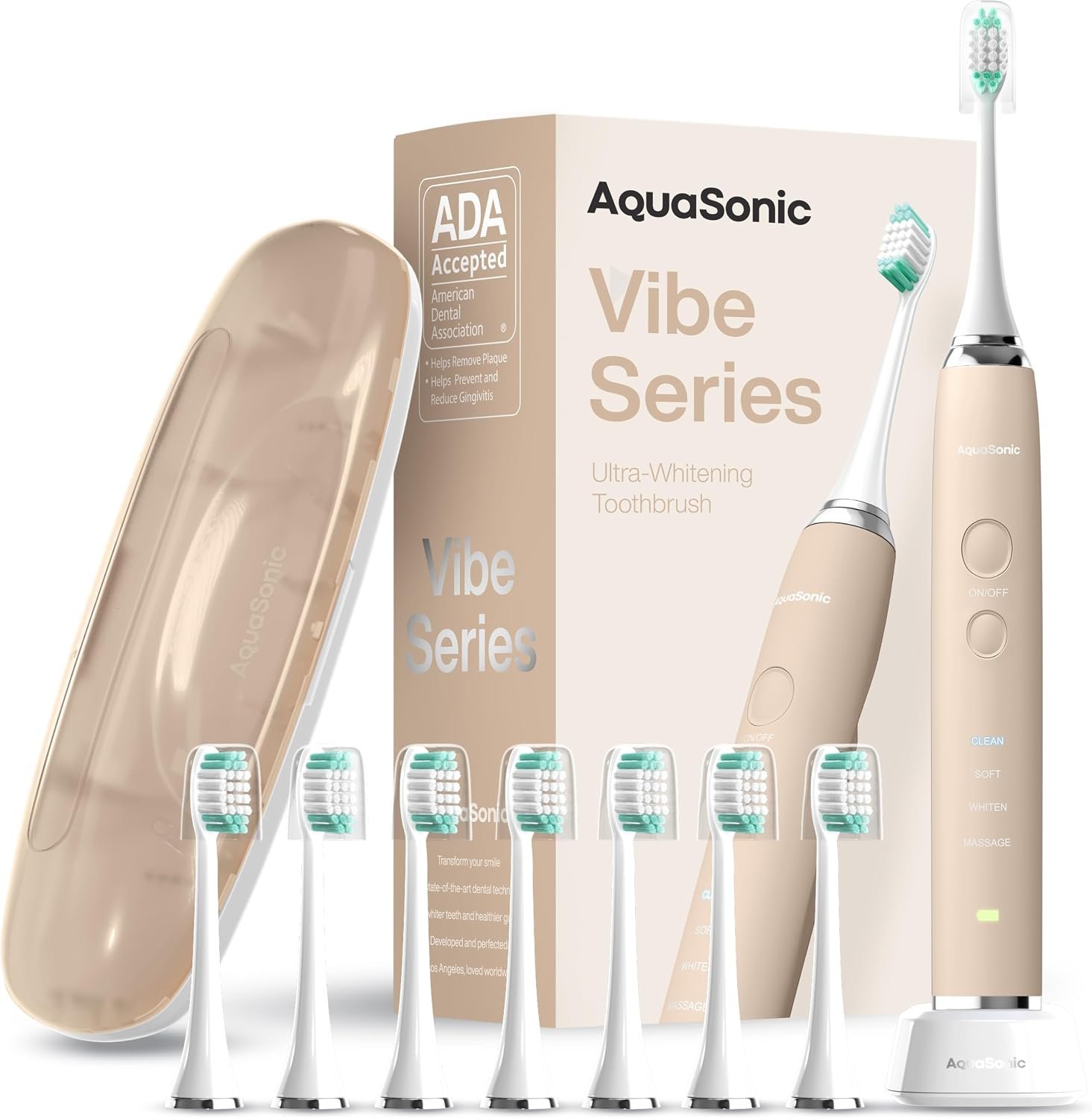 Aquasonic Vibe Luxe Neutrals Collection Ultra-Whitening Toothbrush – Latte