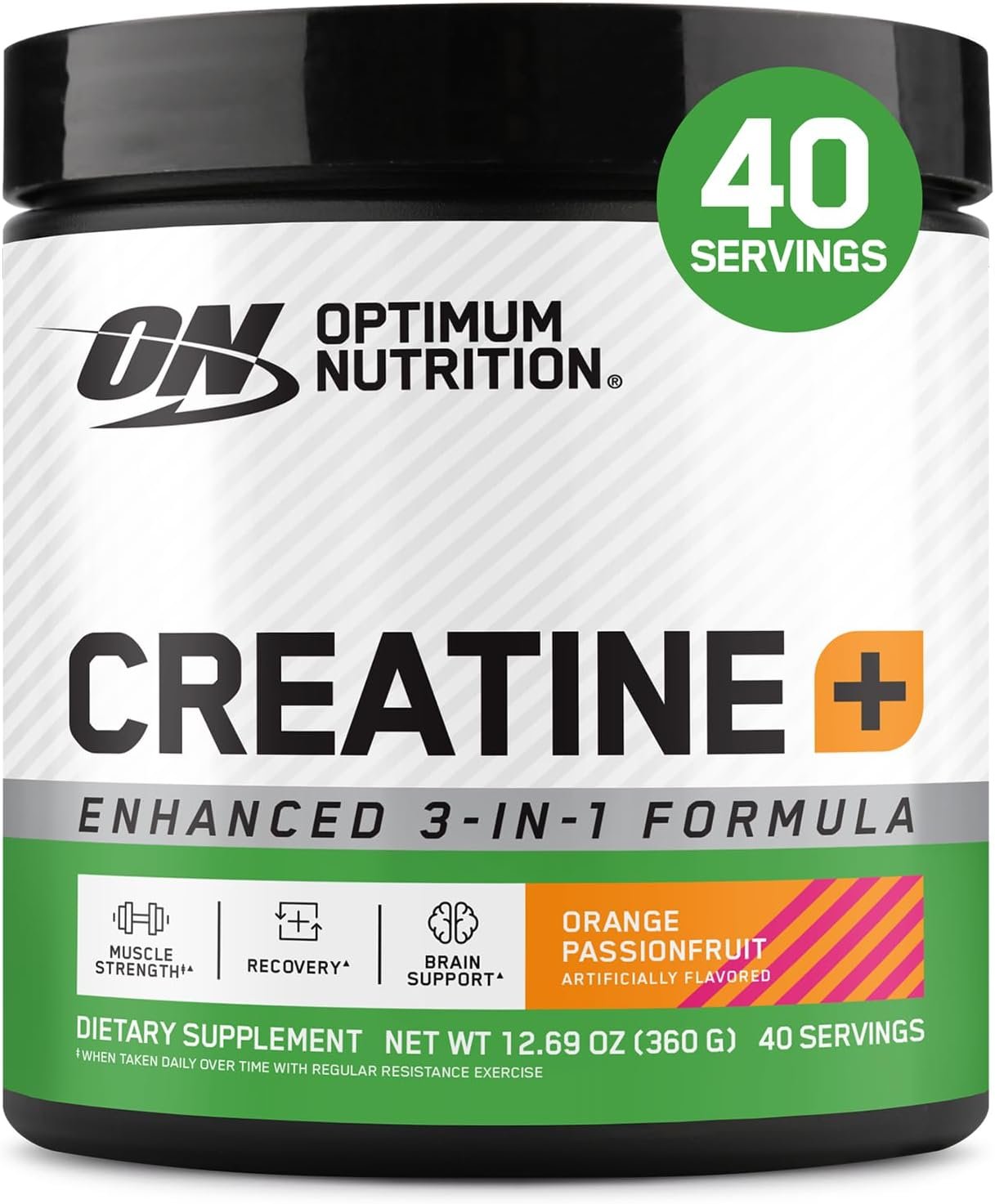 Optimum Nutrition Creatine Plus Powder, Orange Passionfruit, 0.79 LB